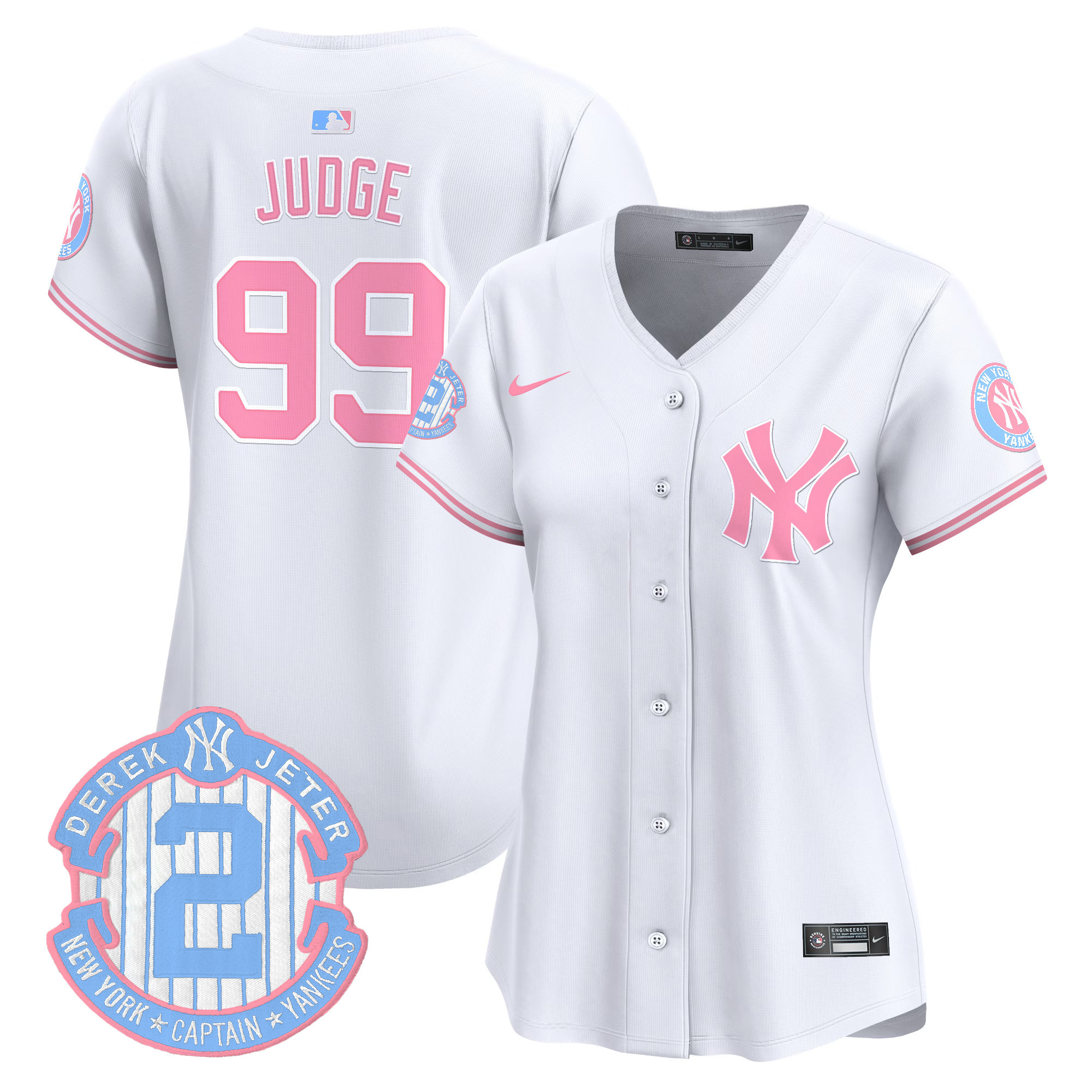 Women's Aaron Judge New York Yankees Bubblegum Pink Vapor Premier Limited White Jersey - All Stitched