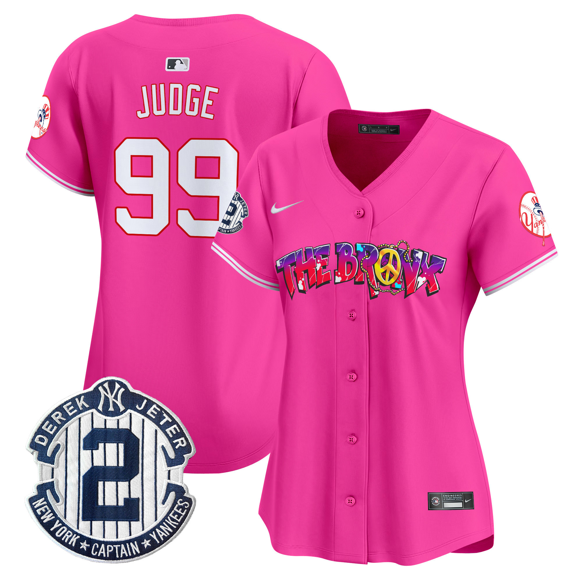 Women's Aaron Judge New York Yankees The Bronx Graffiti Vapor Premier Limited Pink Jersey V7 - All Stitched