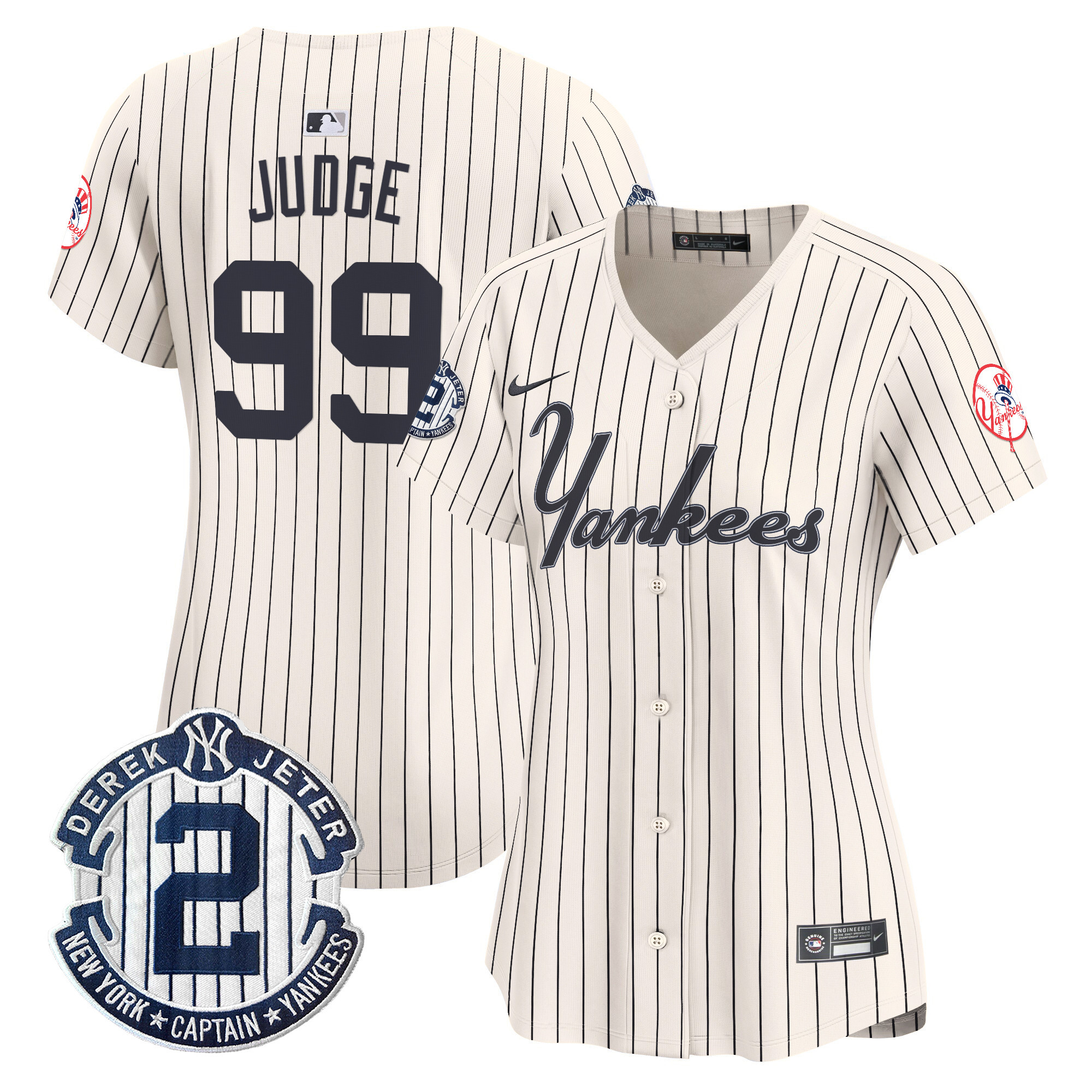 Women's Aaron Judge New York Yankees Throwback Vapor Premier Limited Pinstripe Cream Jersey - All Stitched