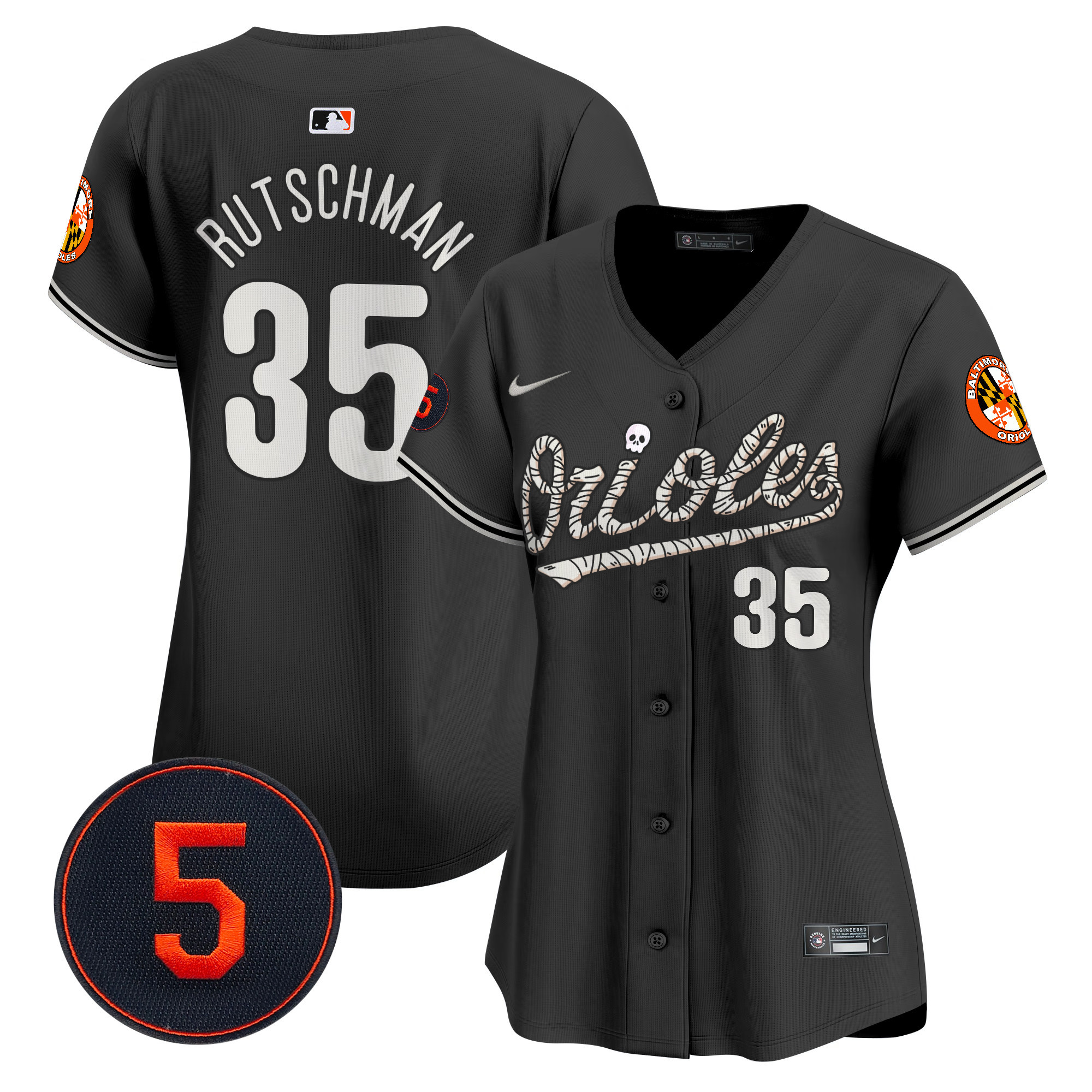 Women's Adley Rutschman Baltimore Orioles Halloween Vapor Premier Limited Black Jersey - All Stitched