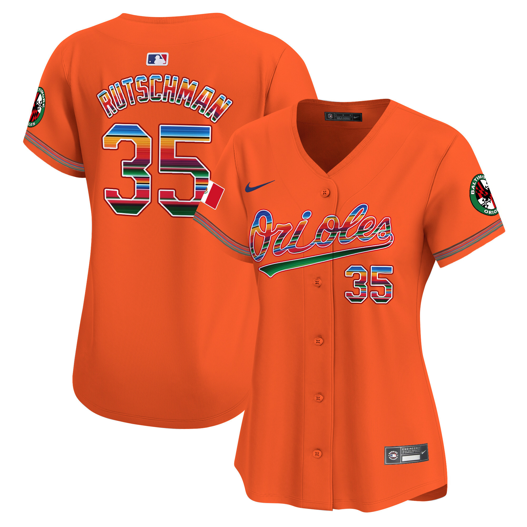 Women's Adley Rutschman Baltimore Orioles Mexico Vapor Premier Limited Orange Jersey - All Stitched