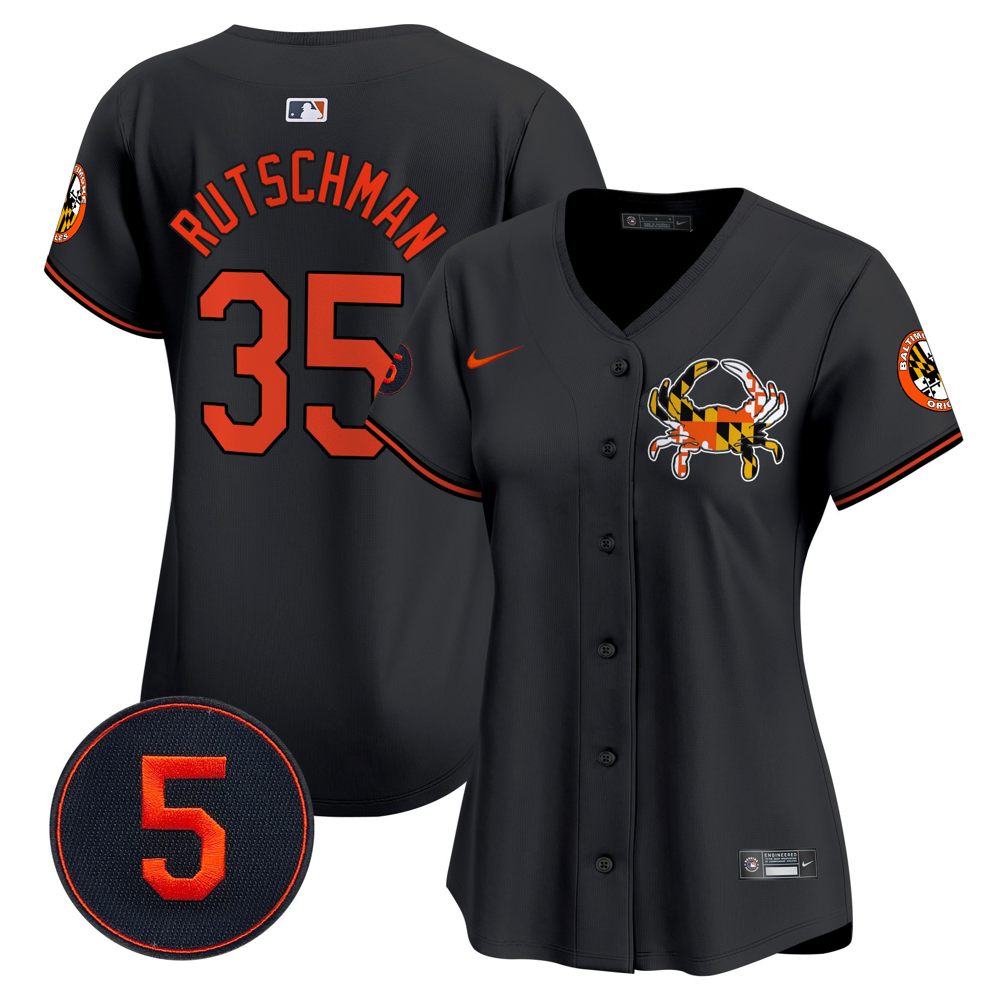 Women's Adley Rutschman Baltimore Orioles Robinson Patch Vapor Premier Limited Black Jersey V3 - All Stitched