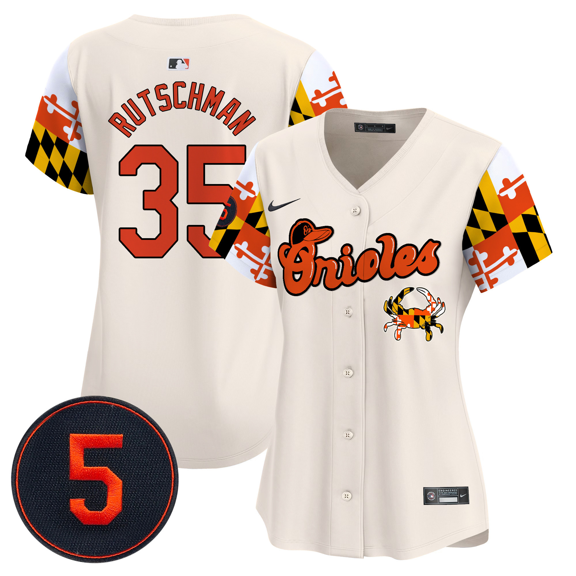 Women's Adley Rutschman Baltimore Orioles Robinson Patch Vapor Premier Limited Cream Jersey V7 - All Stitched