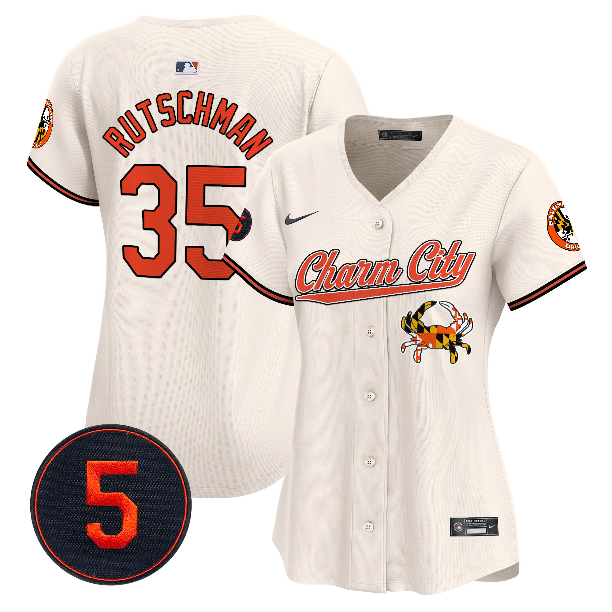 Women's Adley Rutschman Baltimore Orioles Robinson Patch Vapor Premier Limited Cream Jersey V8 - All Stitched
