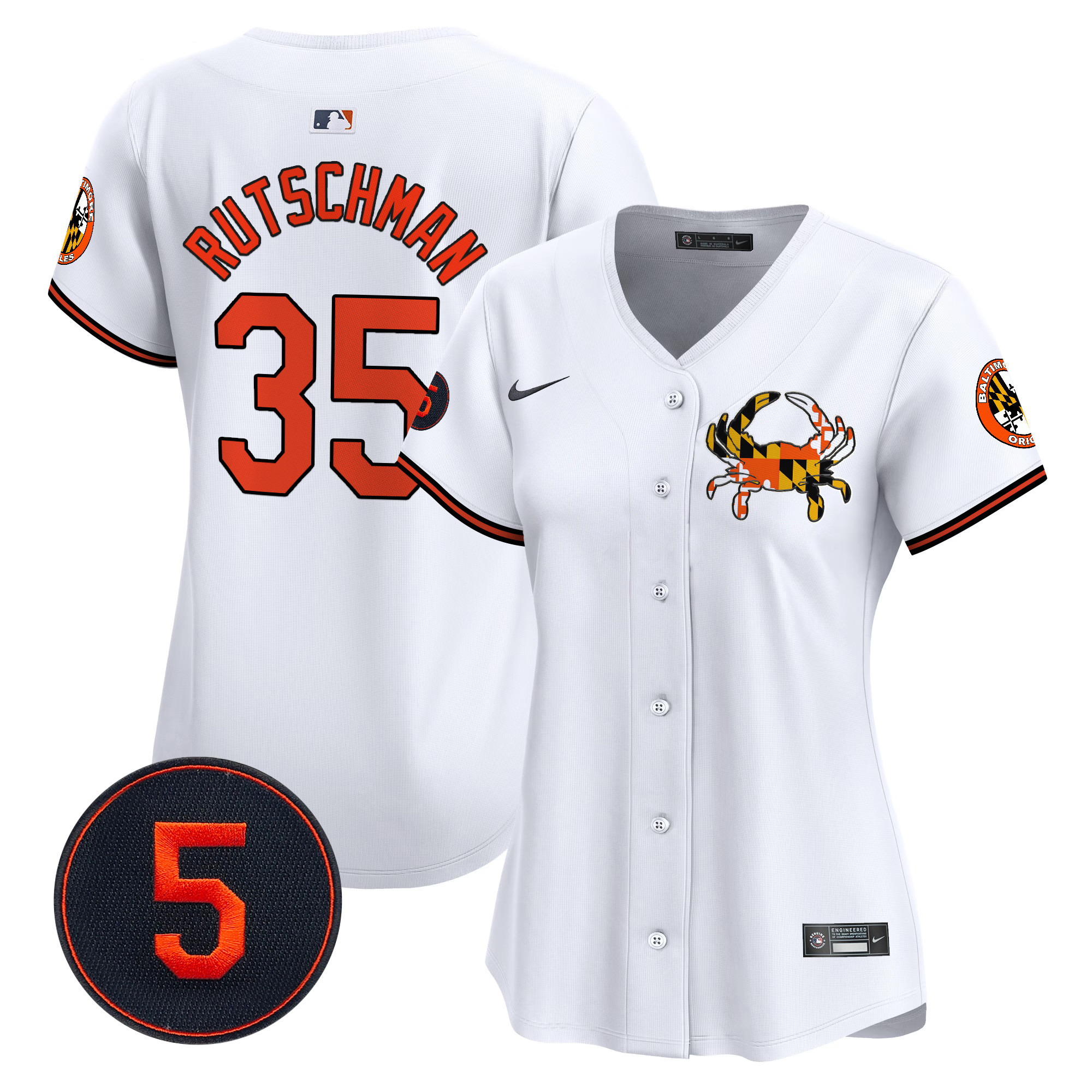 Women's Adley Rutschman Baltimore Orioles Robinson Patch Vapor Premier Limited White Jersey V3 - All Stitched