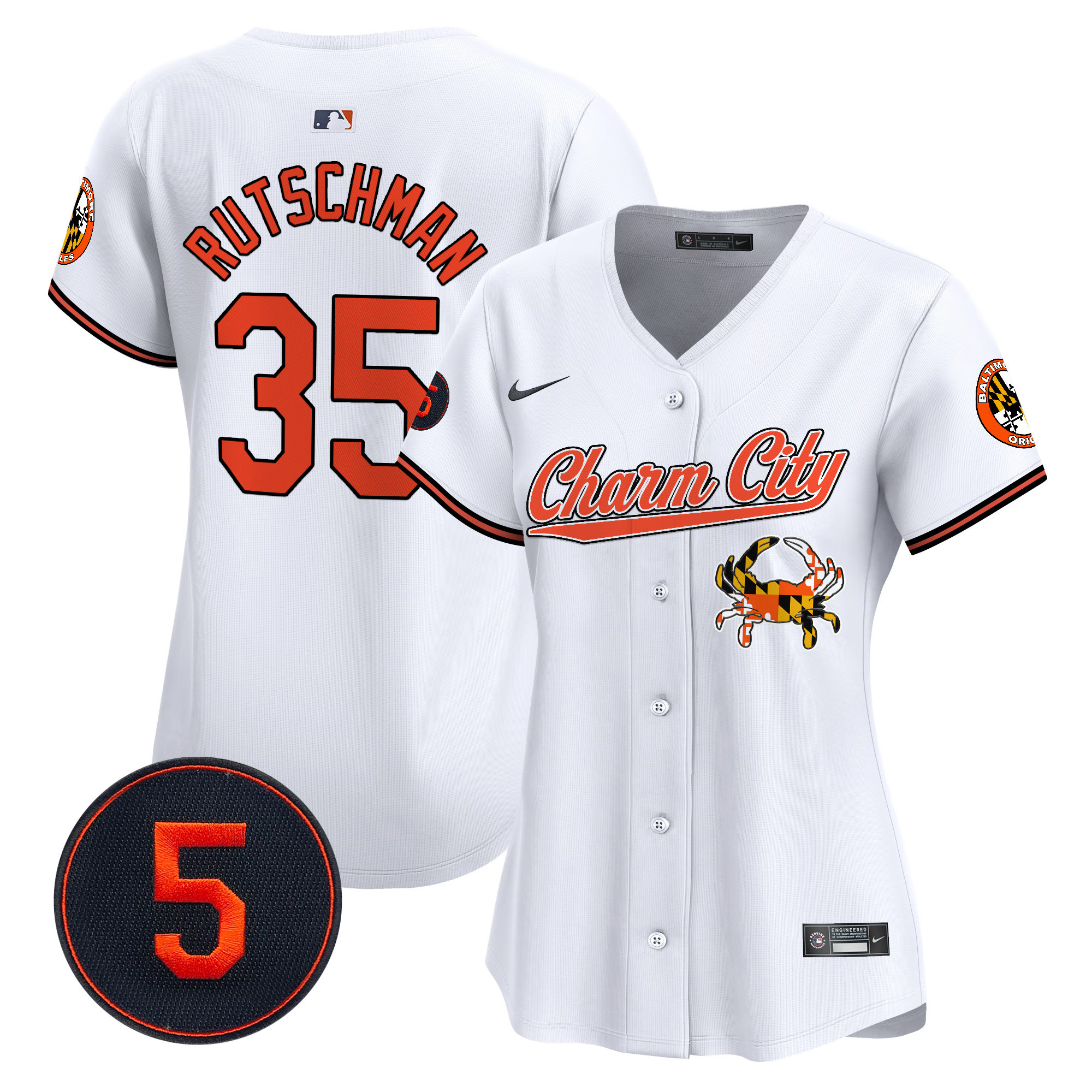 Women's Adley Rutschman Baltimore Orioles Robinson Patch Vapor Premier Limited White Jersey V8 - All Stitched