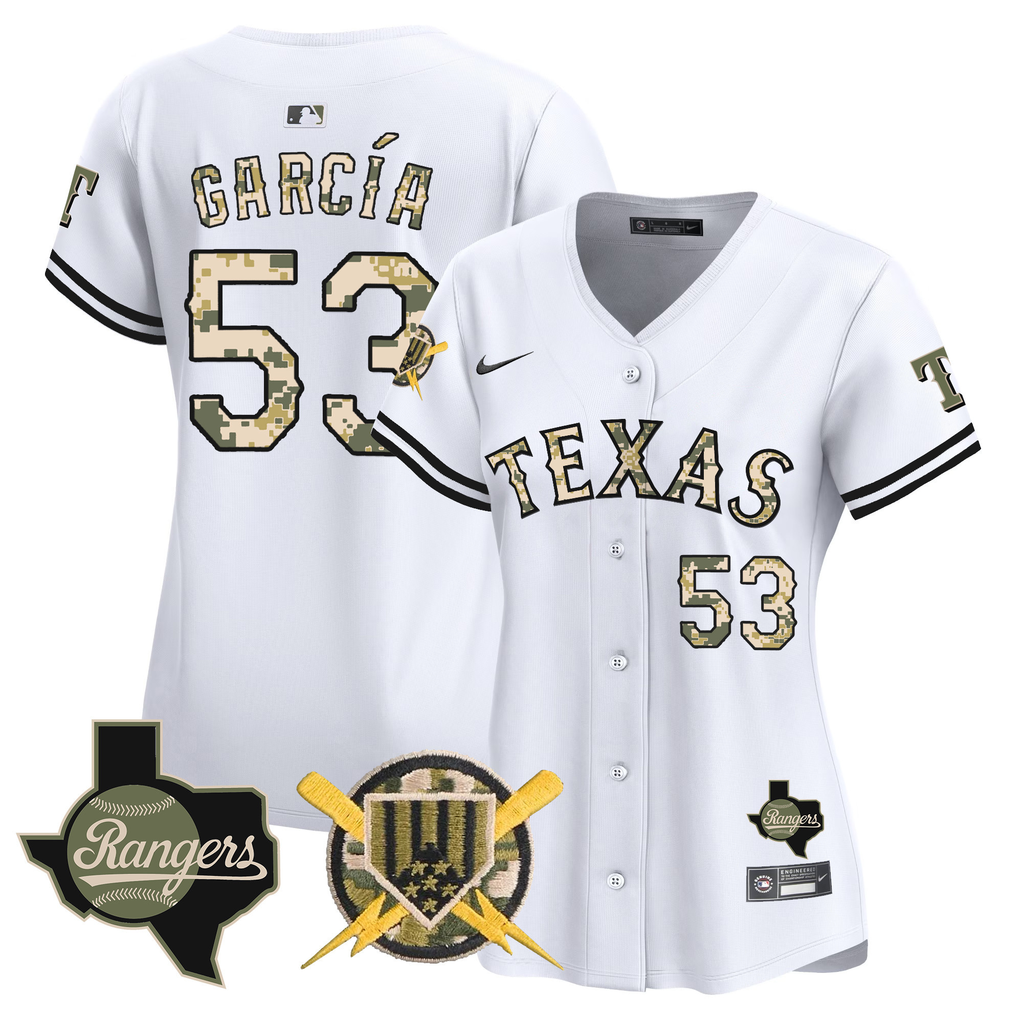 Women's Adolis Garcia Texas Rangers Armed Forces Day Vapor Premier Limited White Jersey - All Stitched