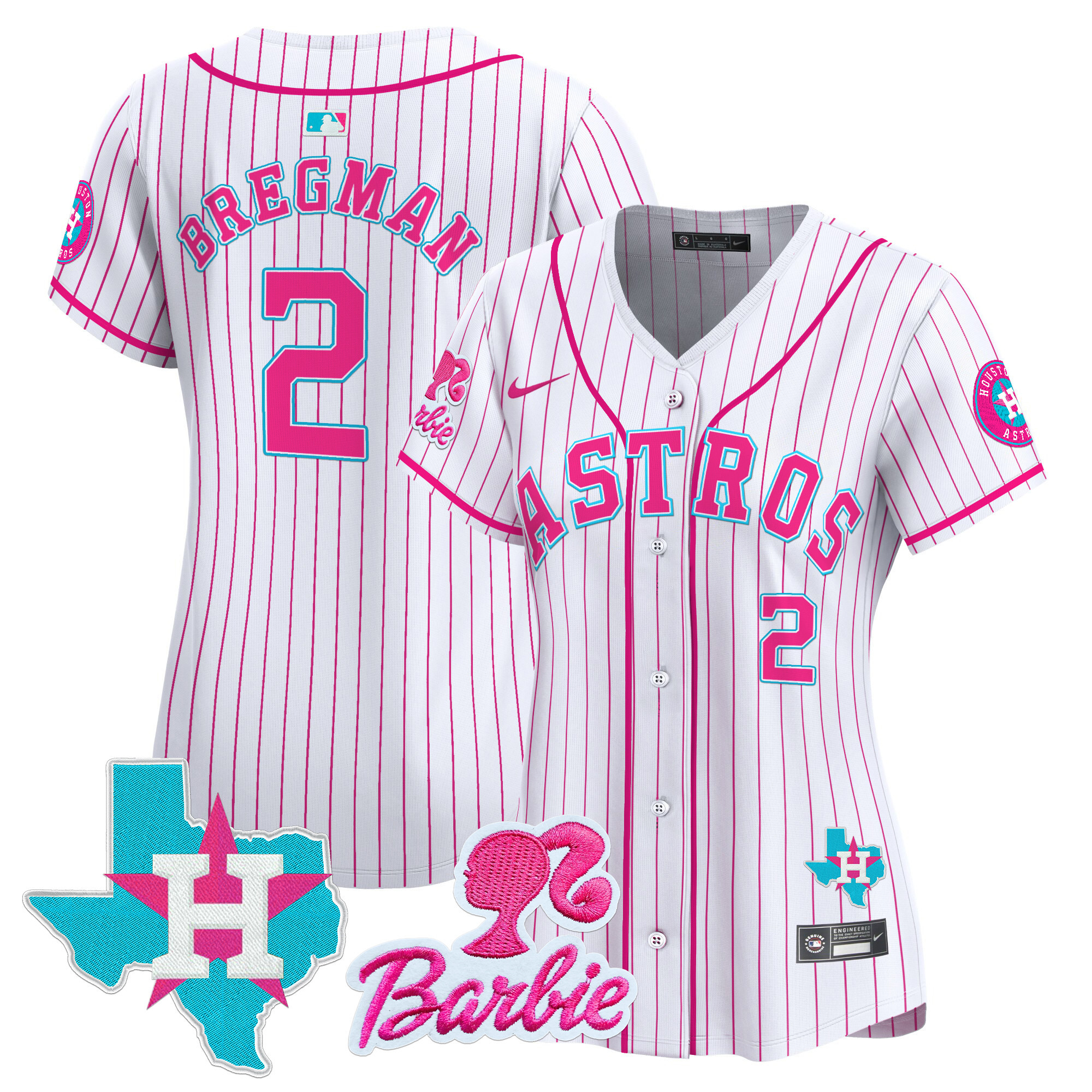 Women's Alex Bregman Houston Astros Barbie Patch Vapor Premier Limited Pink Stripe Jersey - All Stitched