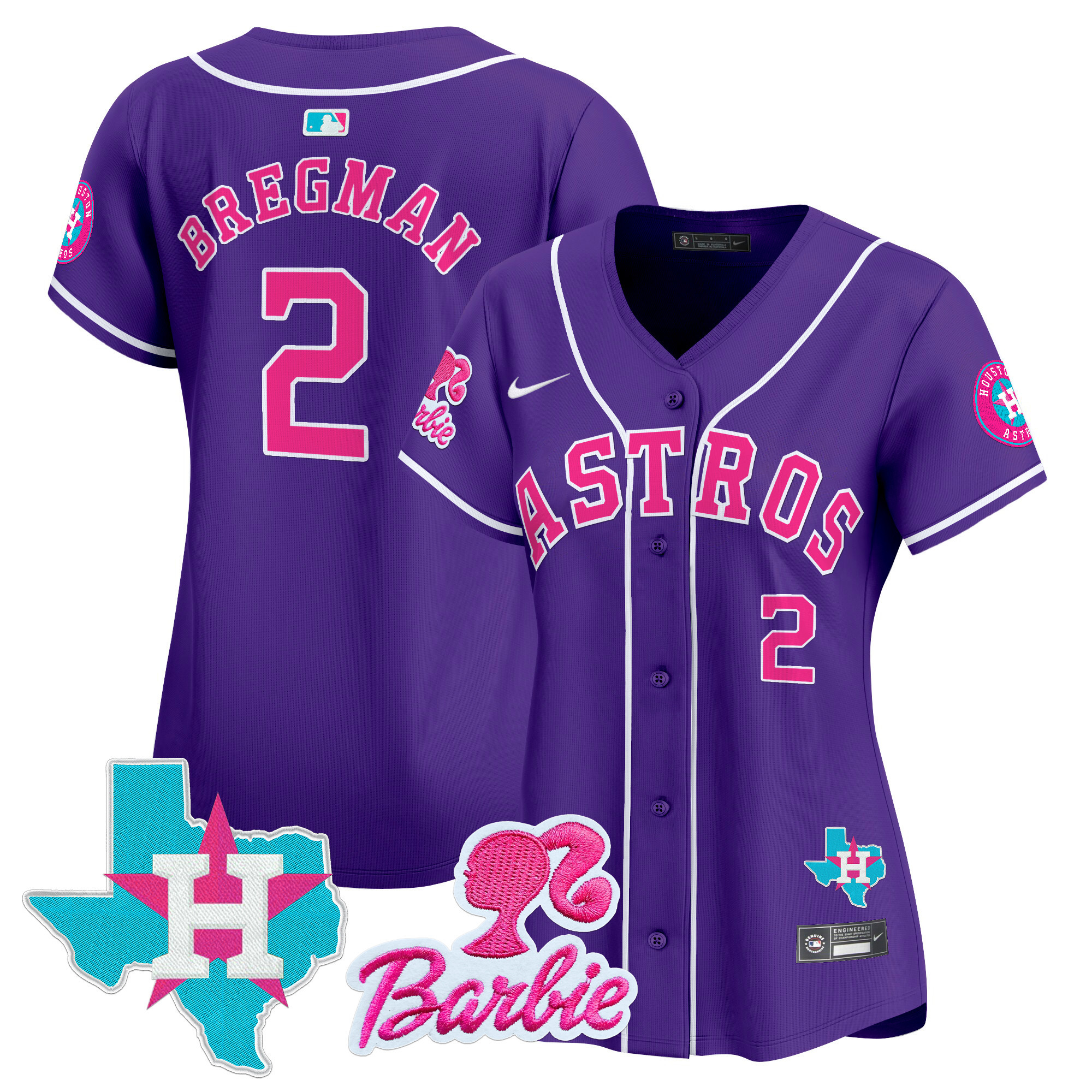 Women's Alex Bregman Houston Astros Barbie Patch Vapor Premier Limited Purple Jersey - All Stitched