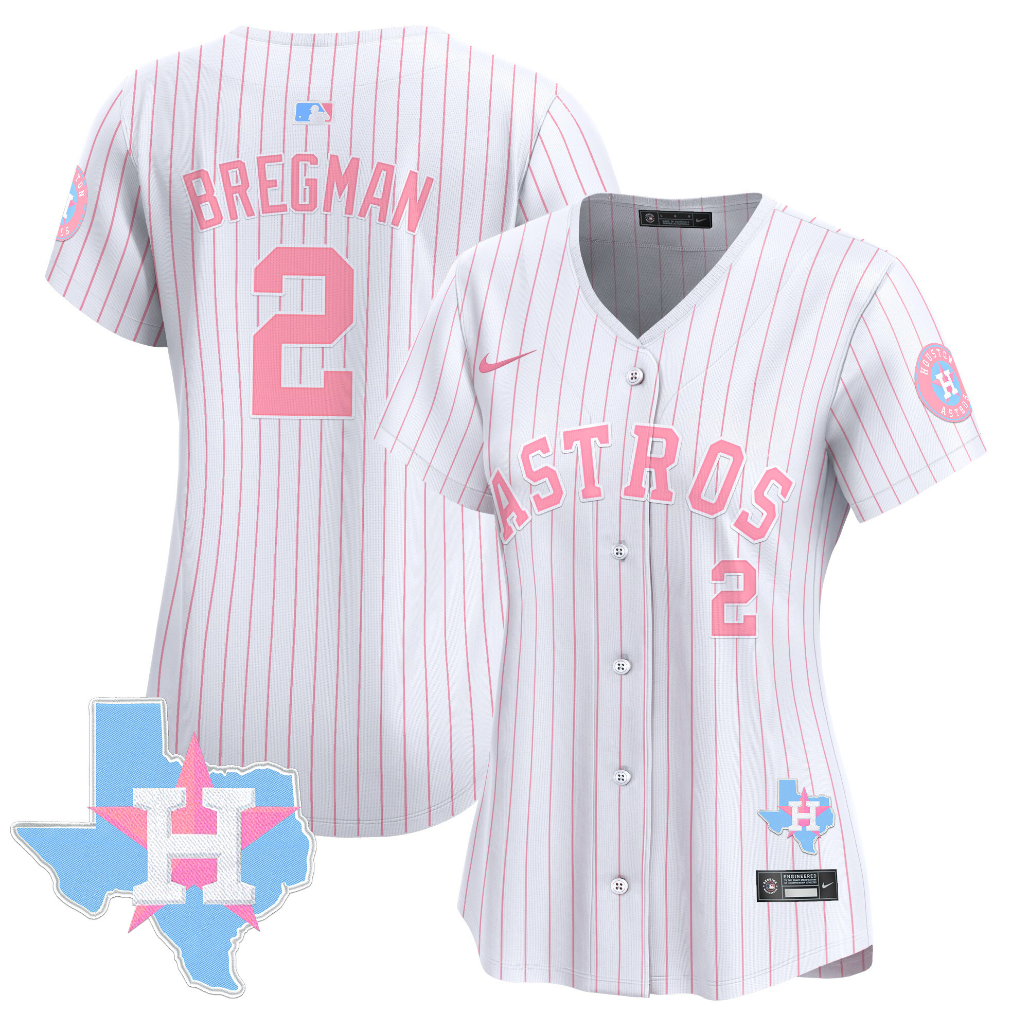 Women's Alex Bregman Houston Astros Bubblegum Pink Vapor Premier Limited Pinstripe Jersey - All Stitched