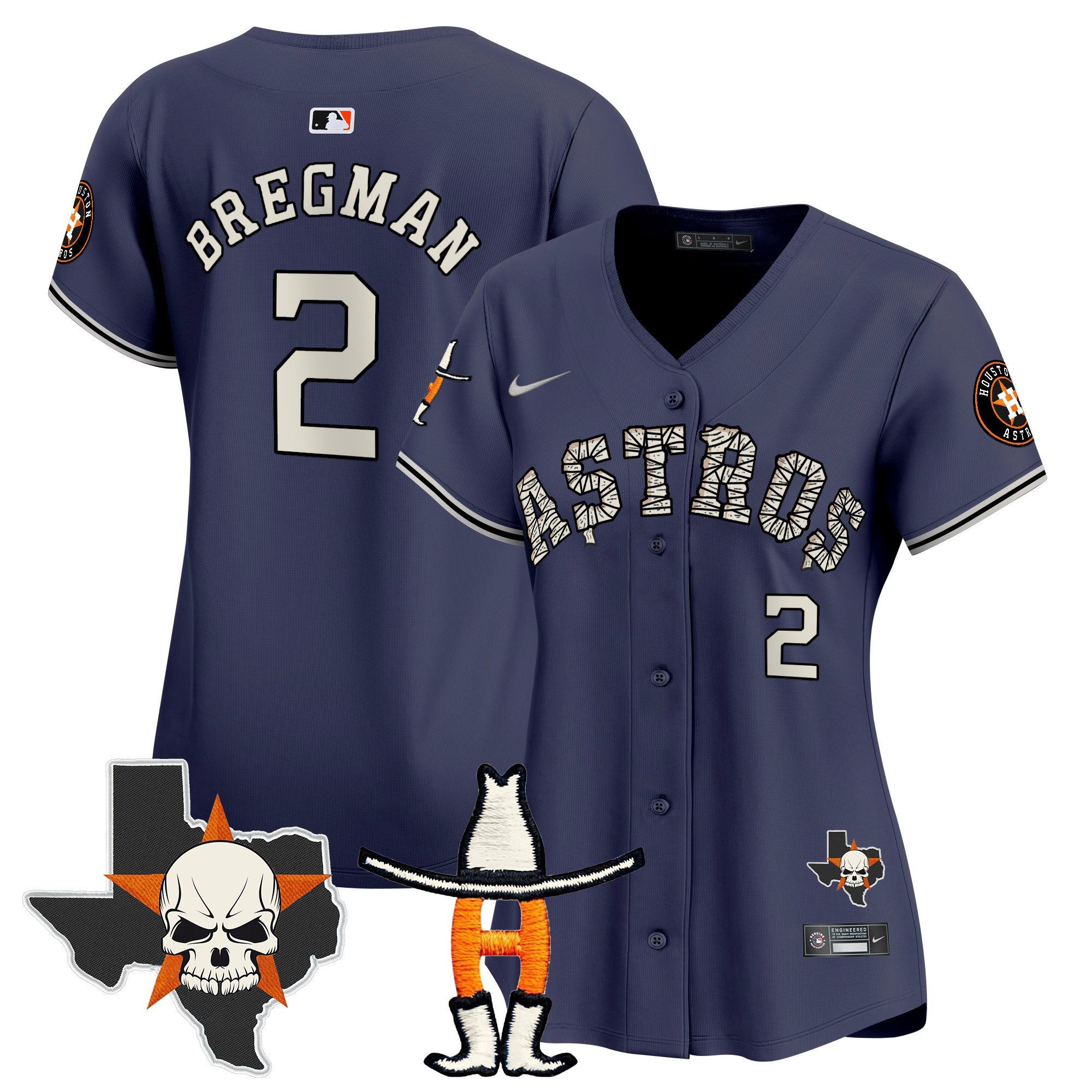 Women's Alex Bregman Houston Astros Halloween Vapor Premier Limited Navy Jersey - All Stitched