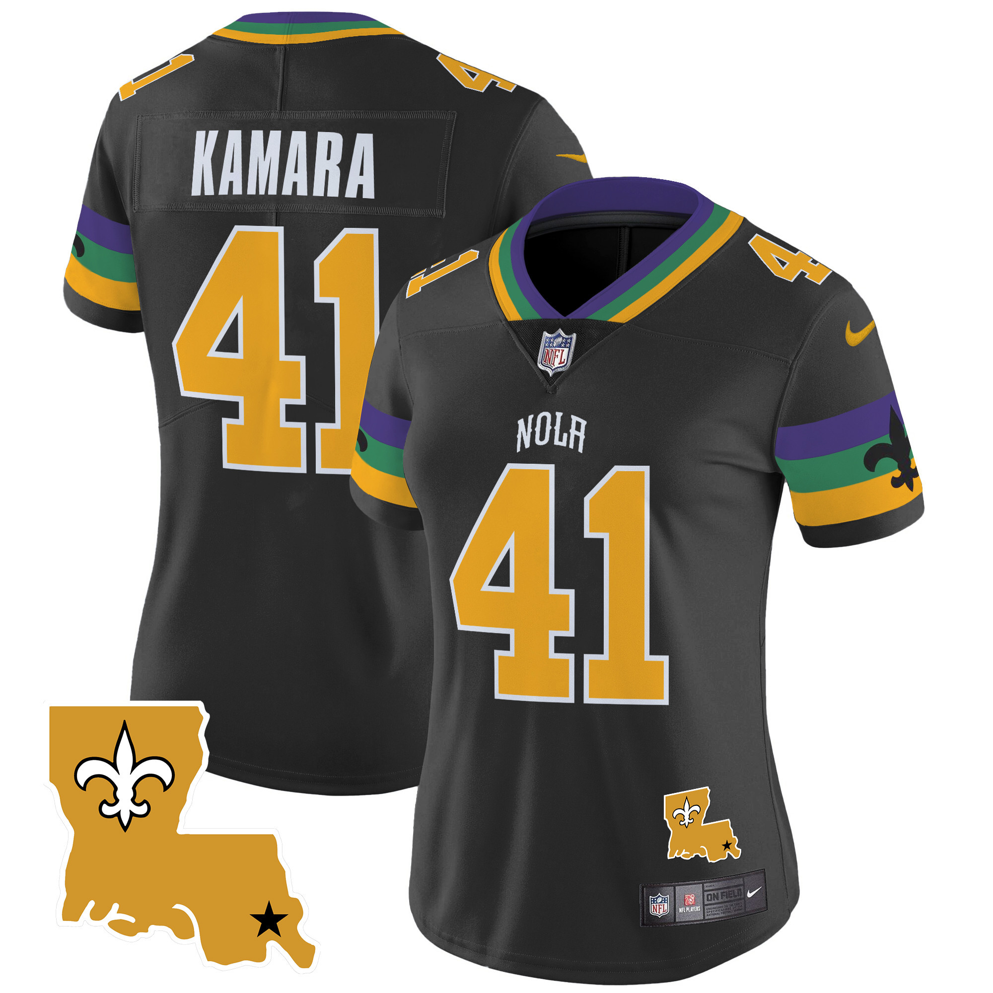 Women's Alvin Kamara New Orleans Saints 2024 New Orleans City Vapor Limited Black Jersey - All Stitched