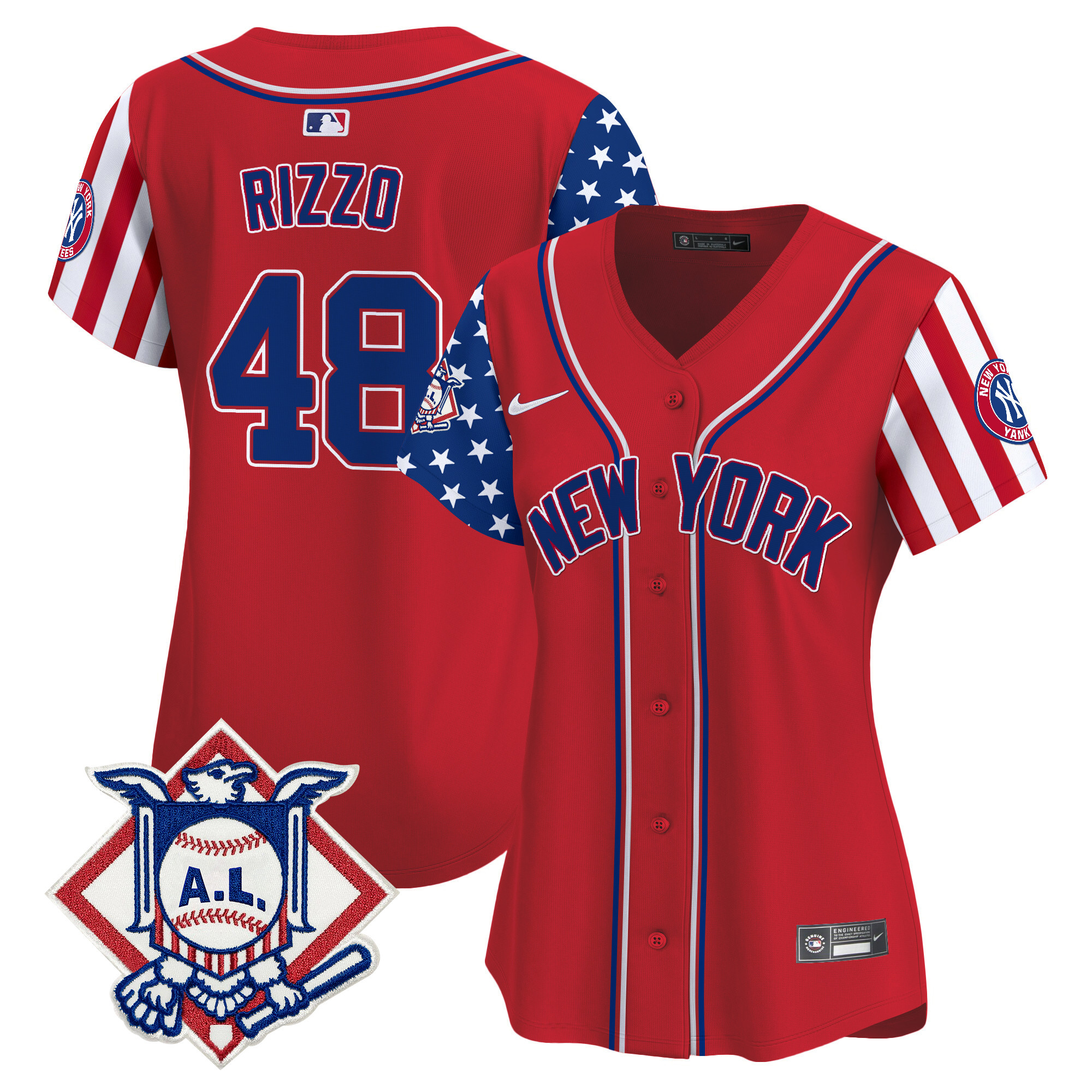 Women's Anthony Rizzo New York Yankees 2024 Fourth of July Vapor Premier Limited Red Jersey V2 - All Stitched