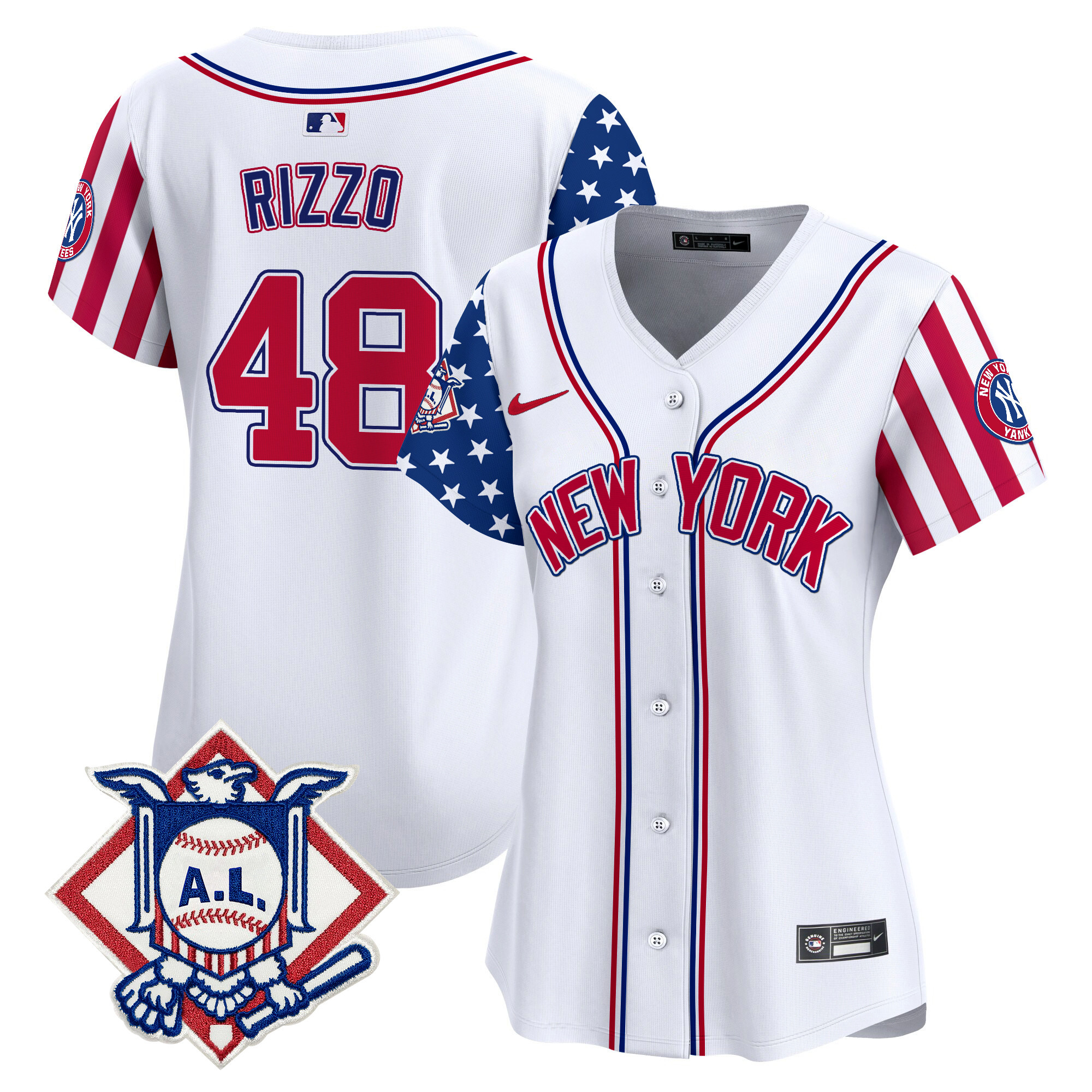 Women's Anthony Rizzo New York Yankees 2024 Fourth of July Vapor Premier Limited White Jersey V2 - All Stitched