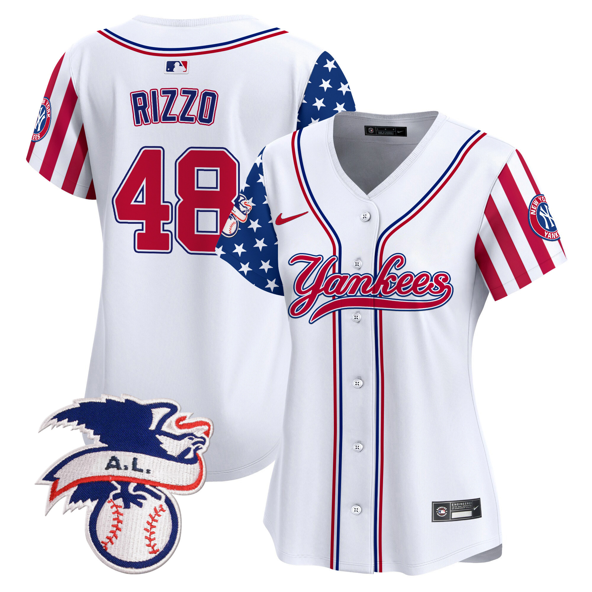 Women's Anthony Rizzo New York Yankees 2024 Fourth of July Vapor Premier Limited White Jersey V7 - All Stitched