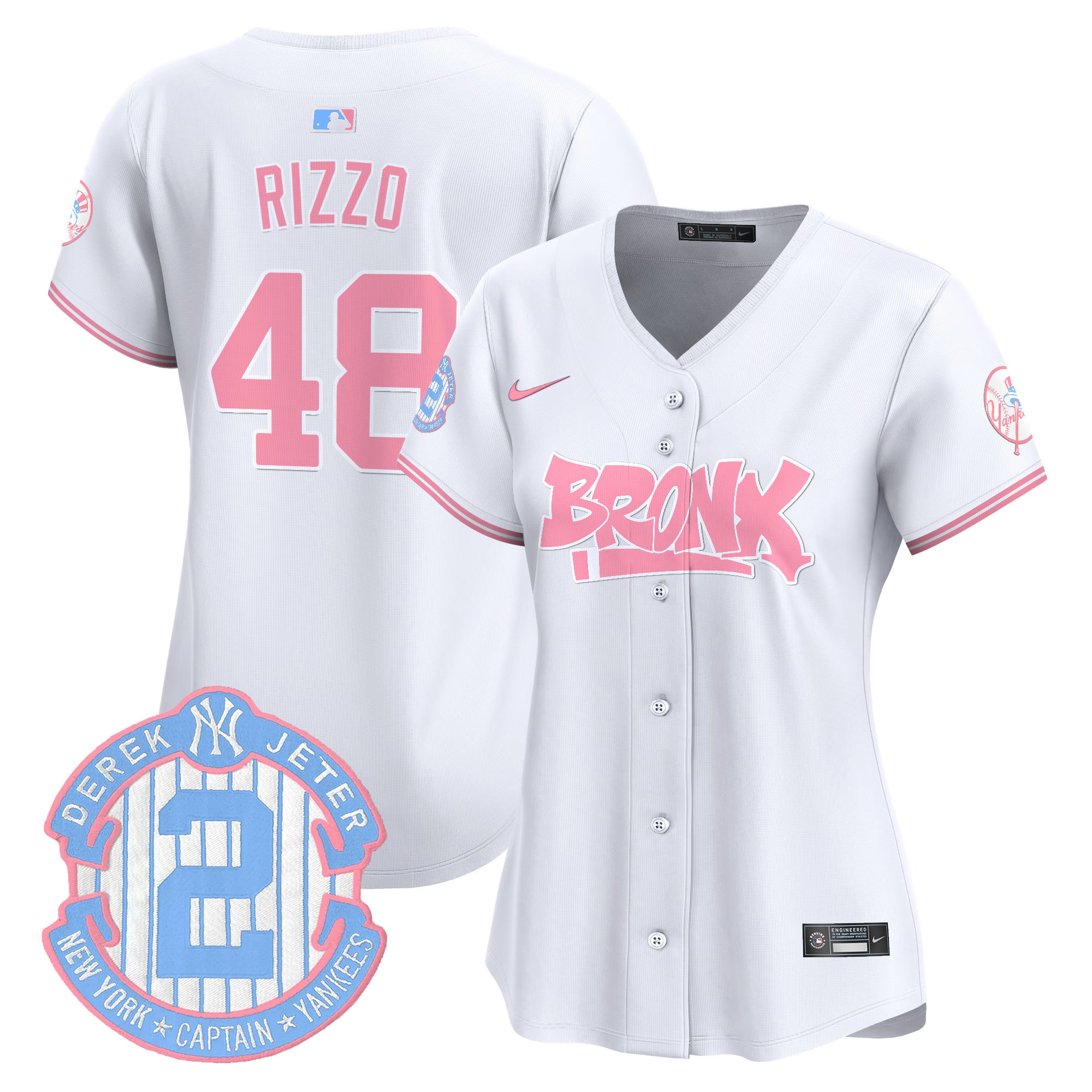 Women's Anthony Rizzo New York Yankees The Bronx Graffiti Bubblegum Pink Vapor Premier Limited White Jersey - All Stitched