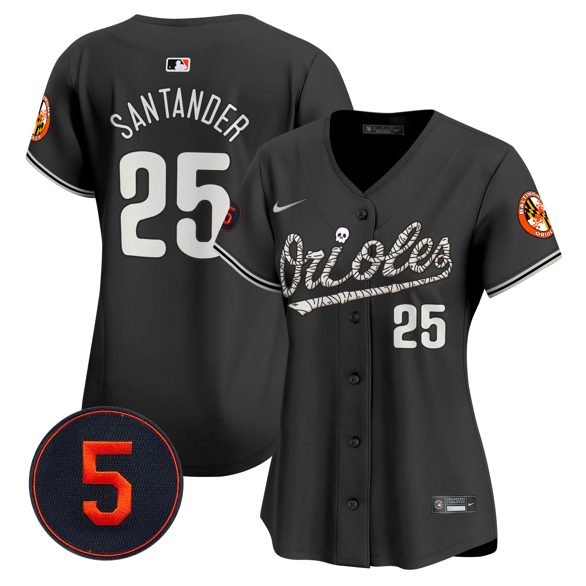 Women's Anthony Santander Baltimore Orioles Halloween Vapor Premier Limited Black Jersey - All Stitched