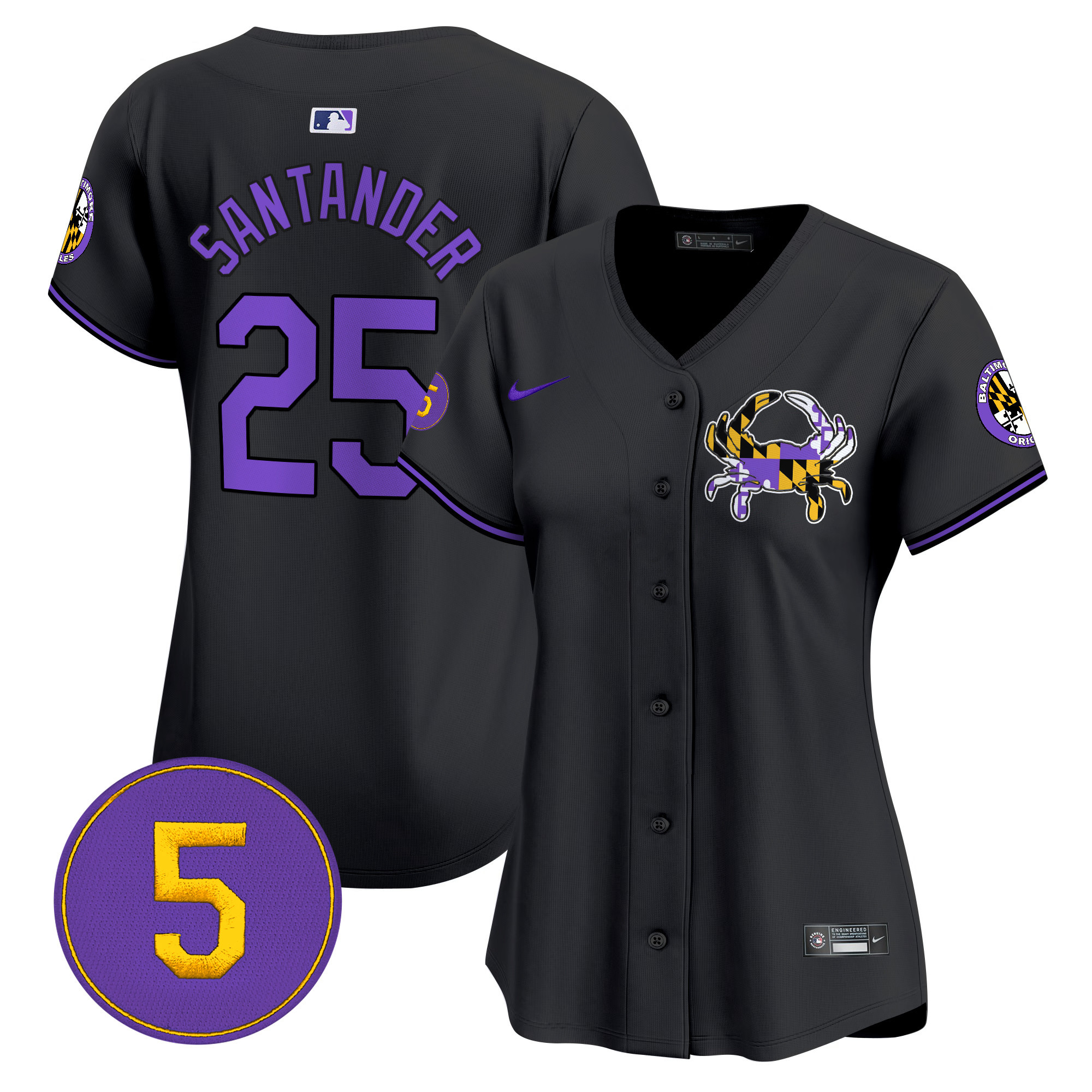 Women's Anthony Santander Baltimore Orioles Purple Vapor Premier Limited Black Jersey - All Stitched