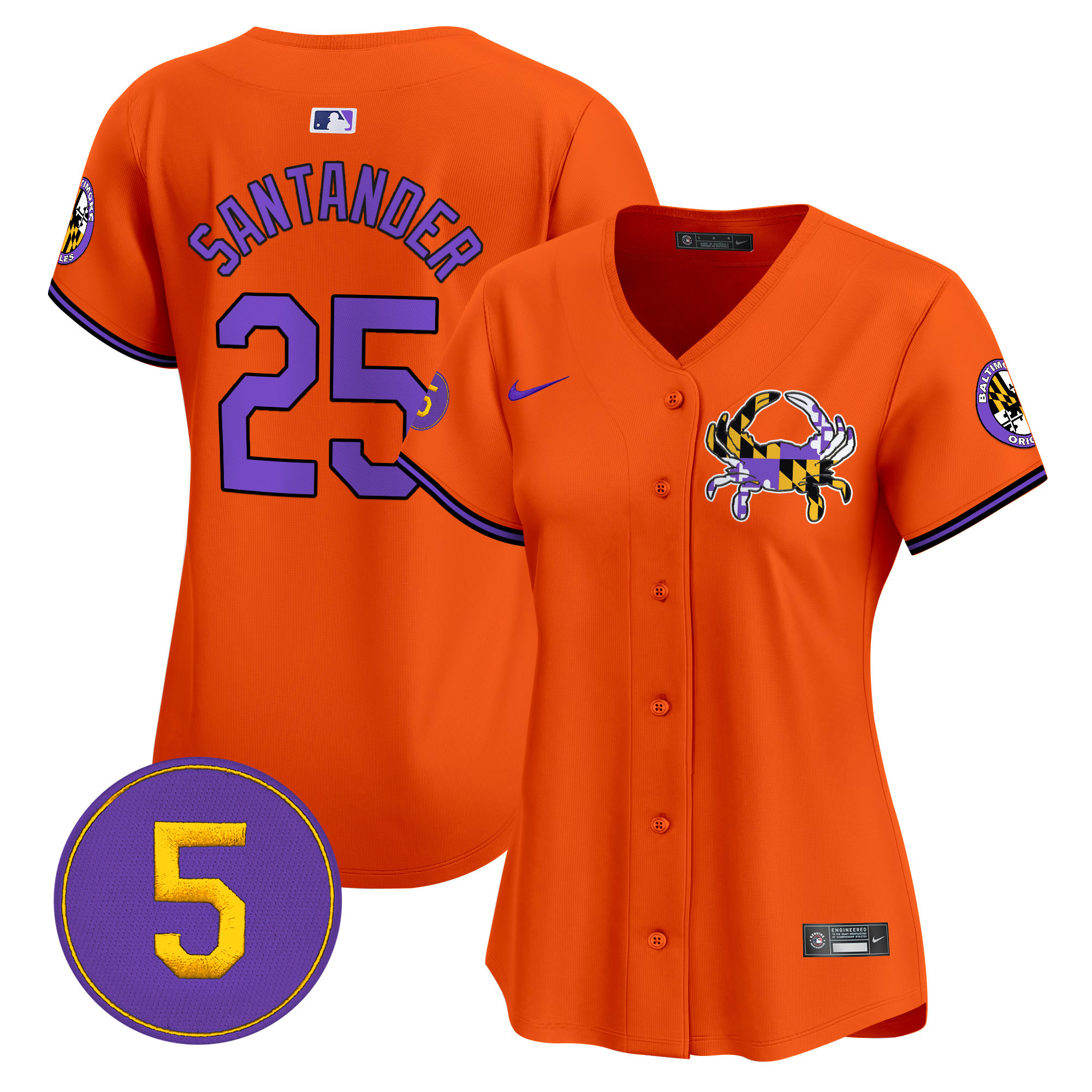 Women's Anthony Santander Baltimore Orioles Purple Vapor Premier Limited Orange Jersey - All Stitched