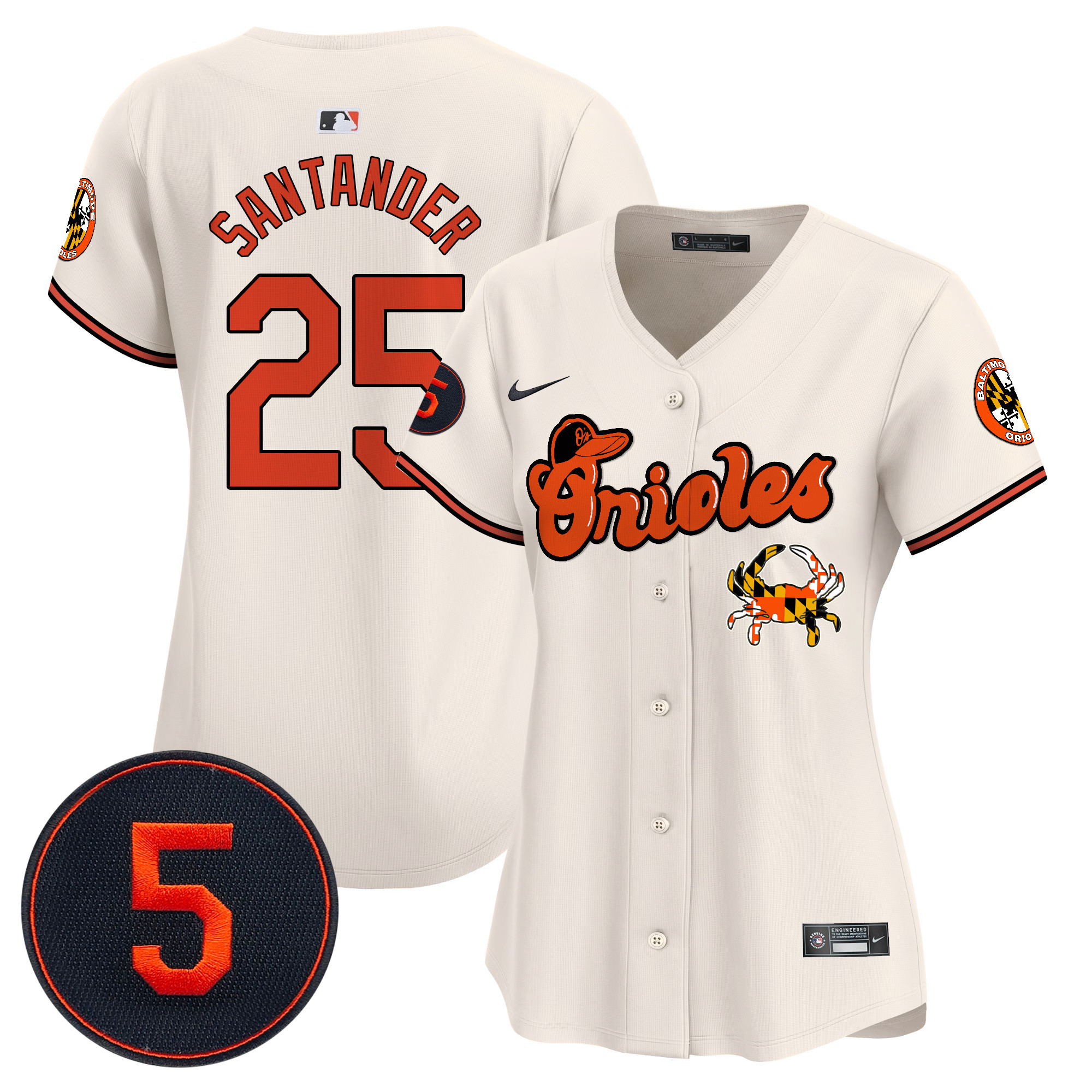 Women's Anthony Santander Baltimore Orioles Robinson Patch Vapor Premier Limited Cream Jersey V6 - All Stitched