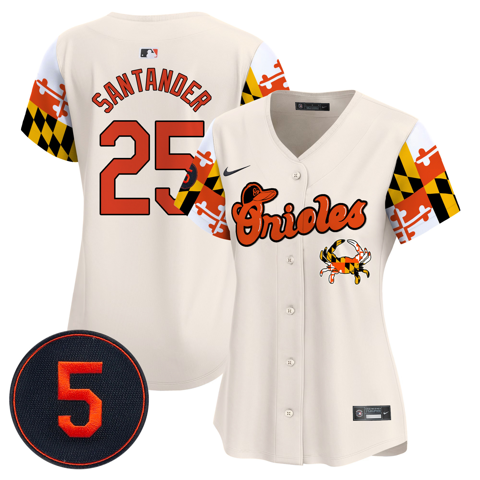 Women's Anthony Santander Baltimore Orioles Robinson Patch Vapor Premier Limited Cream Jersey V7 - All Stitched