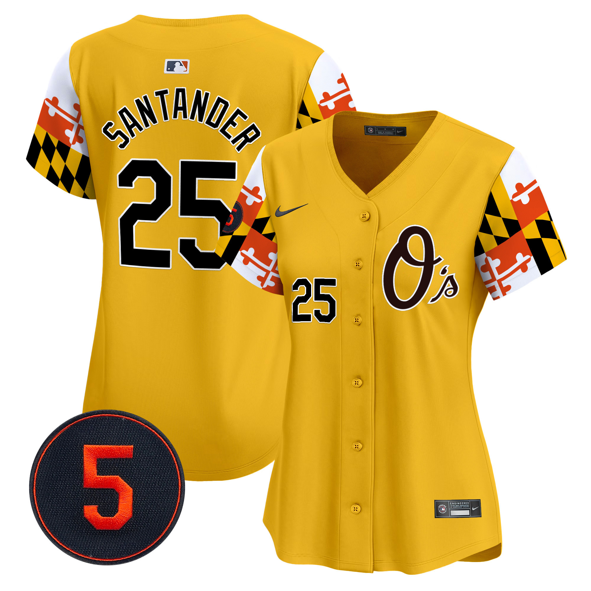 Women's Anthony Santander Baltimore Orioles Robinson Patch Vapor Premier Limited Gold Jersey V5 - All Stitched