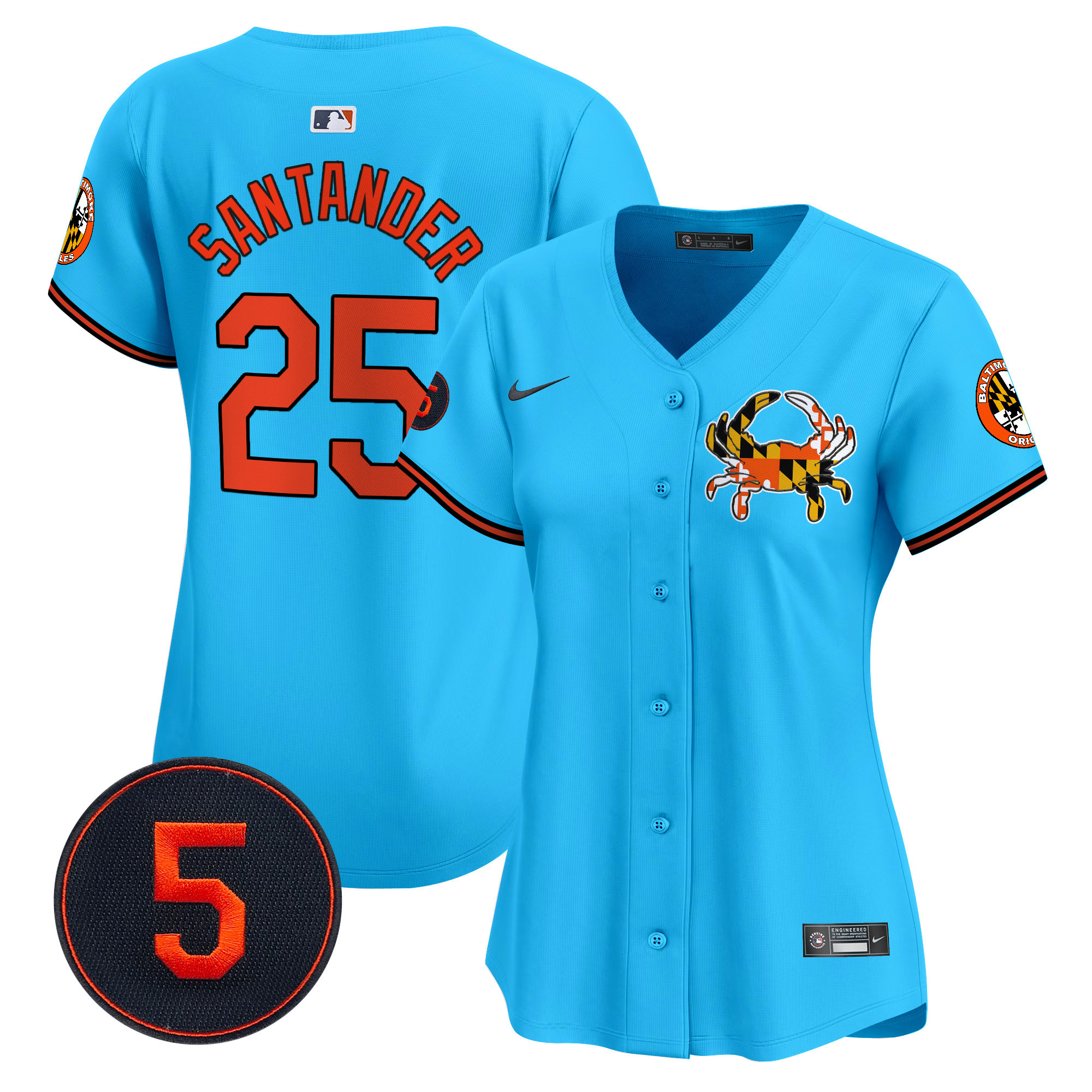 Women's Anthony Santander Baltimore Orioles Robinson Patch Vapor Premier Limited Light Blue Jersey V3 - All Stitched