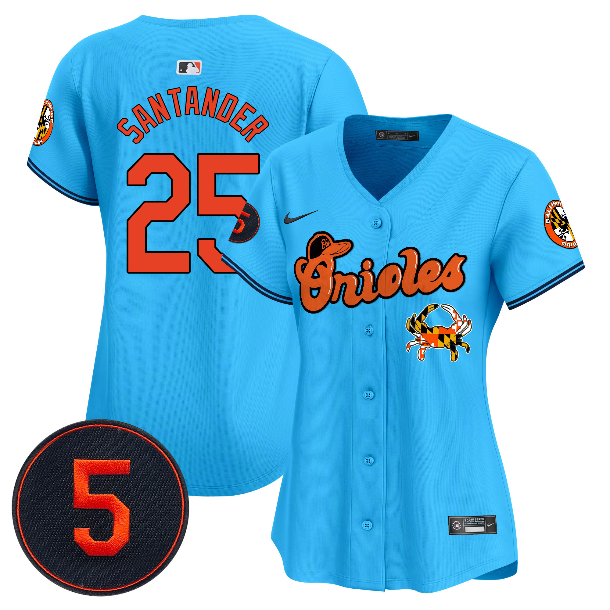 Women's Anthony Santander Baltimore Orioles Robinson Patch Vapor Premier Limited Light Blue Jersey V6 - All Stitched