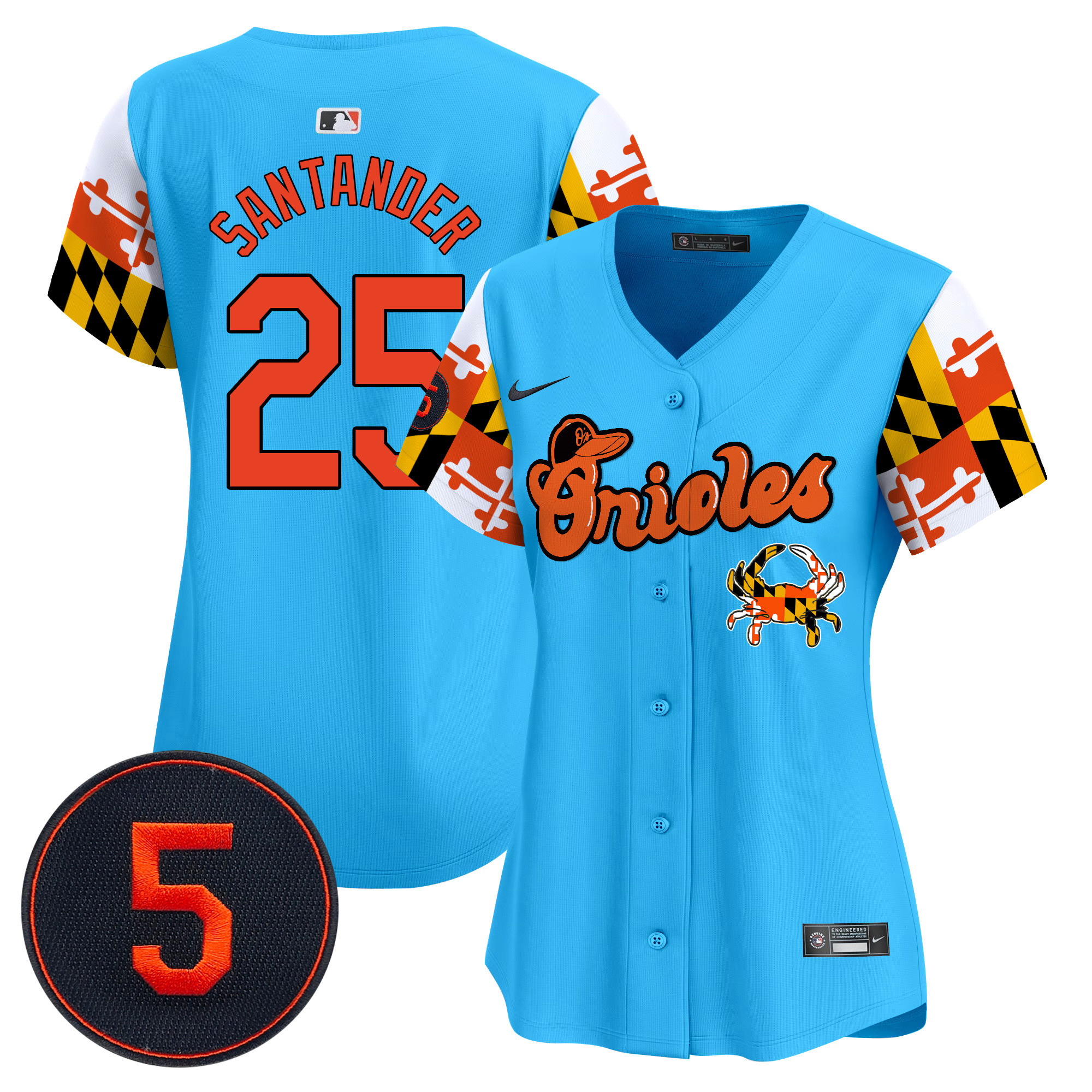 Women's Anthony Santander Baltimore Orioles Robinson Patch Vapor Premier Limited Light Blue Jersey V7 - All Stitched