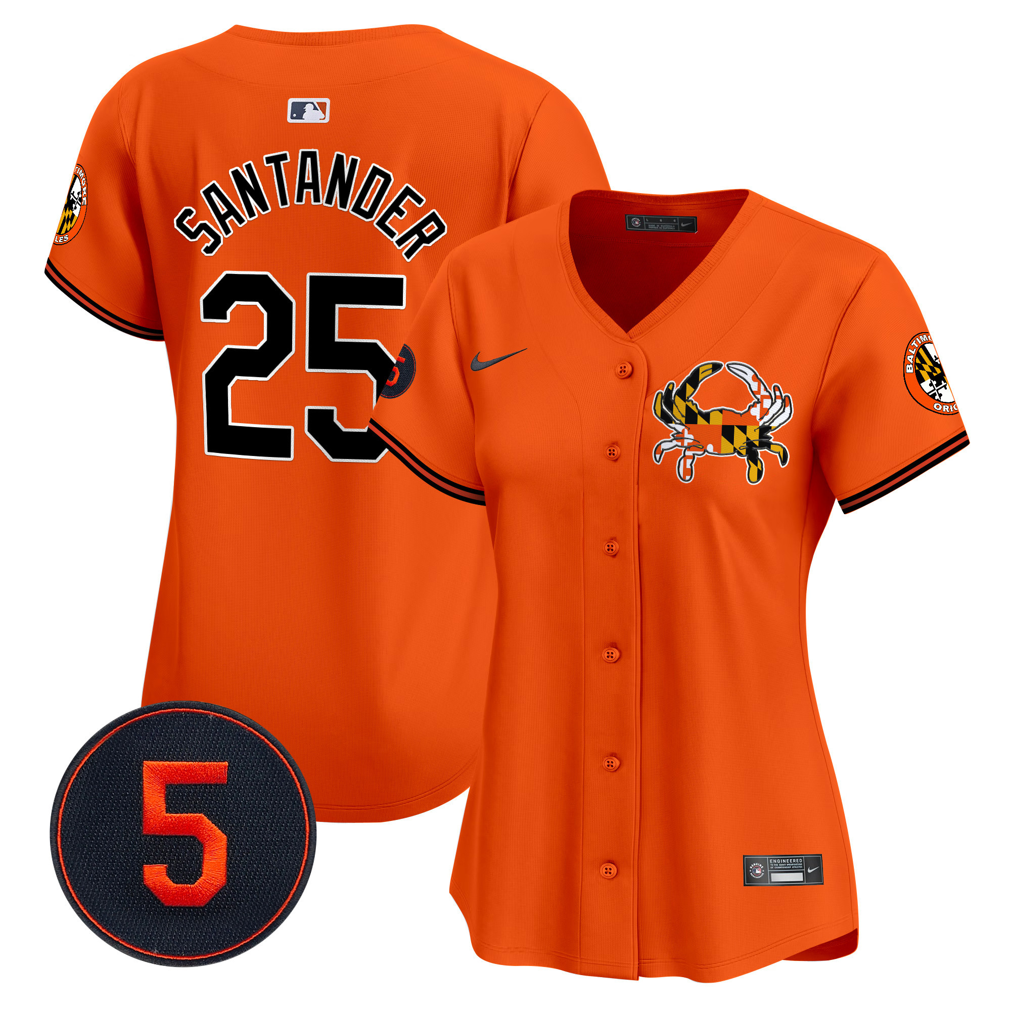 Women's Anthony Santander Baltimore Orioles Robinson Patch Vapor Premier Limited Orange Jersey V3 - All Stitched