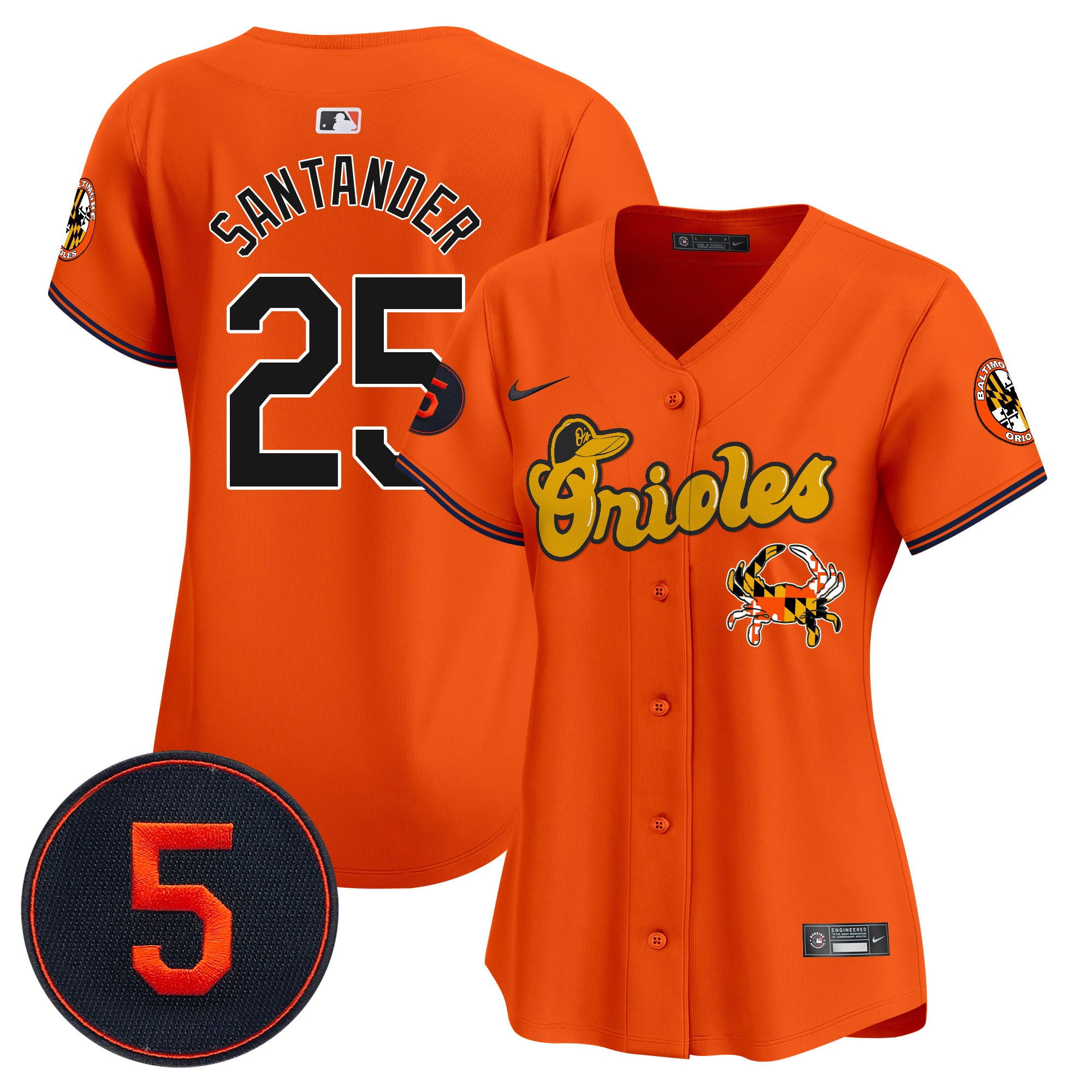 Women's Anthony Santander Baltimore Orioles Robinson Patch Vapor Premier Limited Orange Jersey V6 - All Stitched