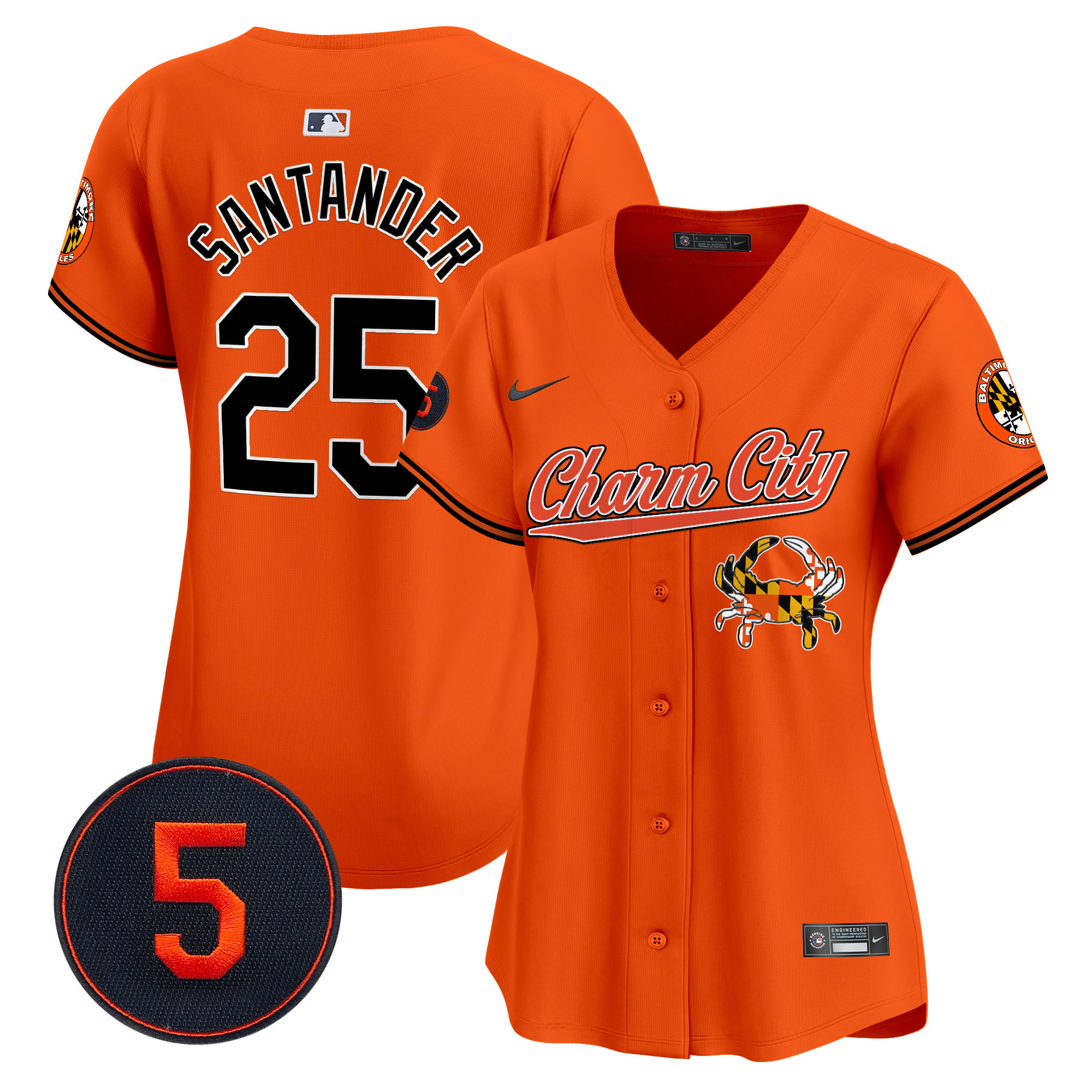 Women's Anthony Santander Baltimore Orioles Robinson Patch Vapor Premier Limited Orange Jersey V8 - All Stitched