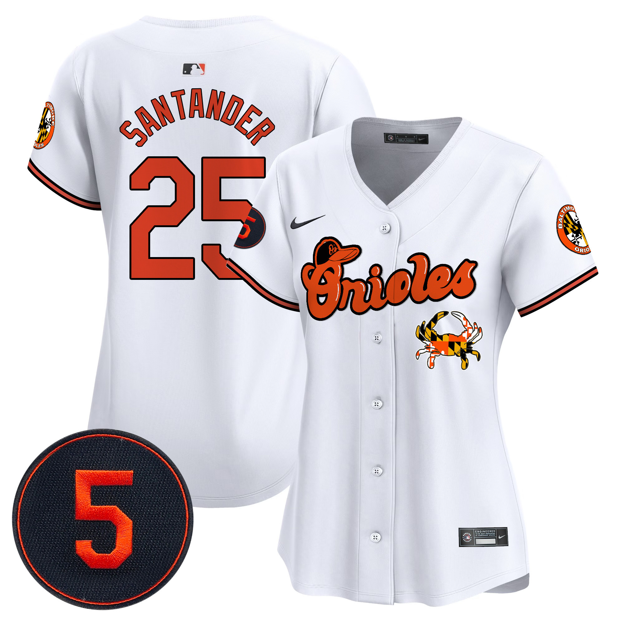 Women's Anthony Santander Baltimore Orioles Robinson Patch Vapor Premier Limited White Jersey V6 - All Stitched