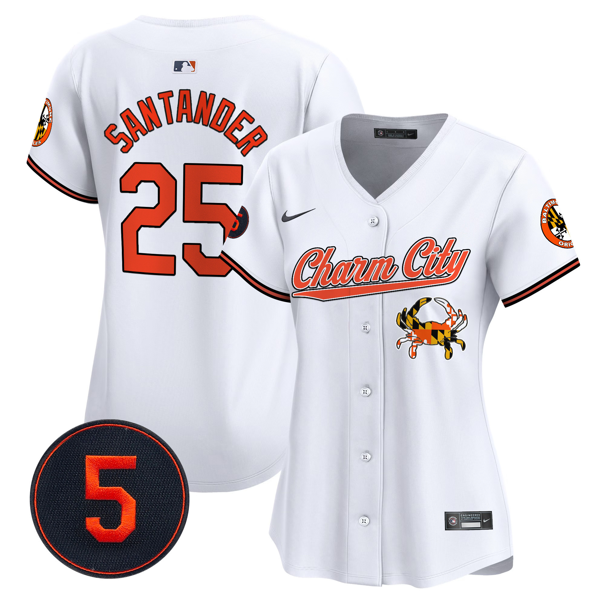 Women's Anthony Santander Baltimore Orioles Robinson Patch Vapor Premier Limited White Jersey V8 - All Stitched