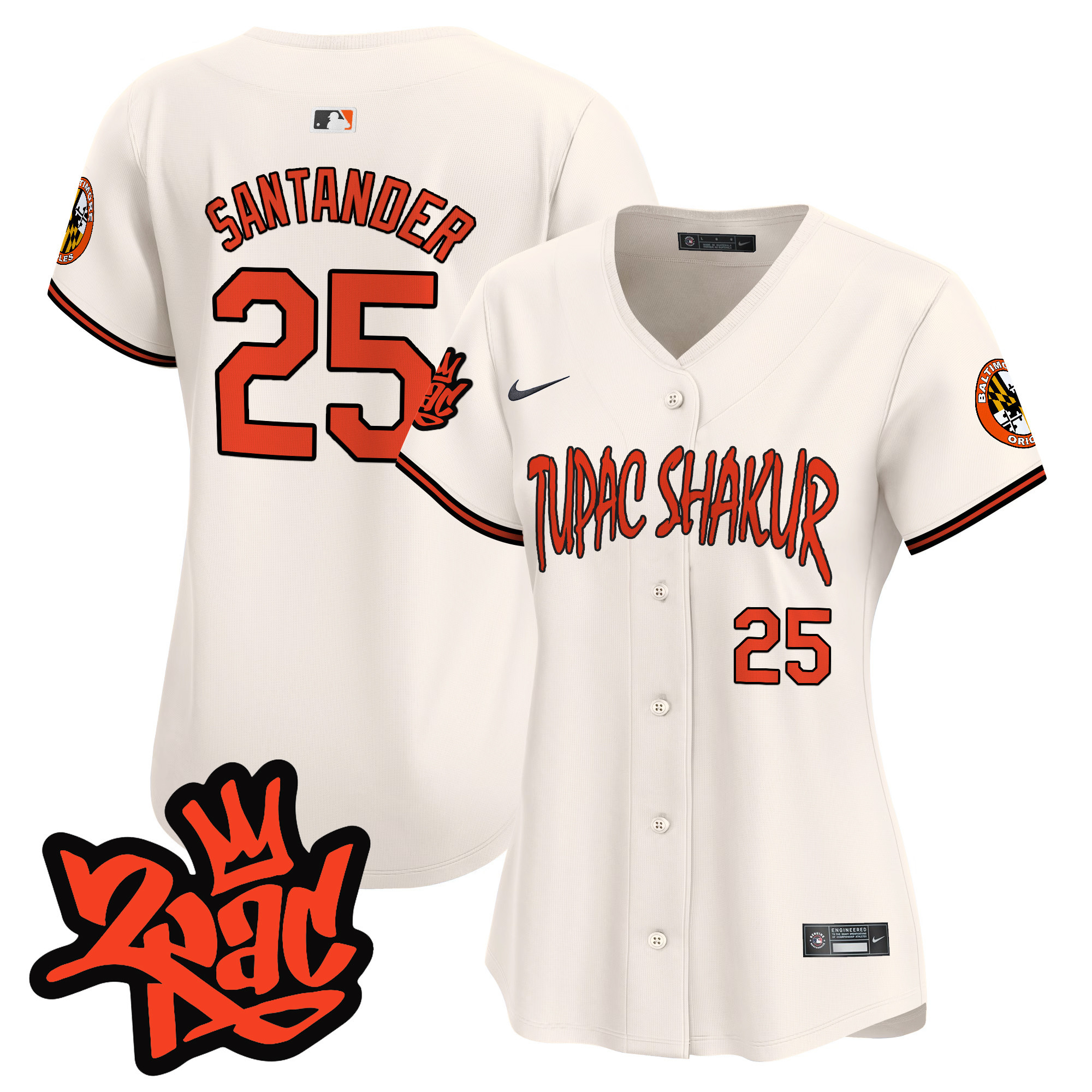 Women's Anthony Santander Baltimore Orioles Tupac Shakur Vapor Premier Limited Cream Jersey - All Stitched