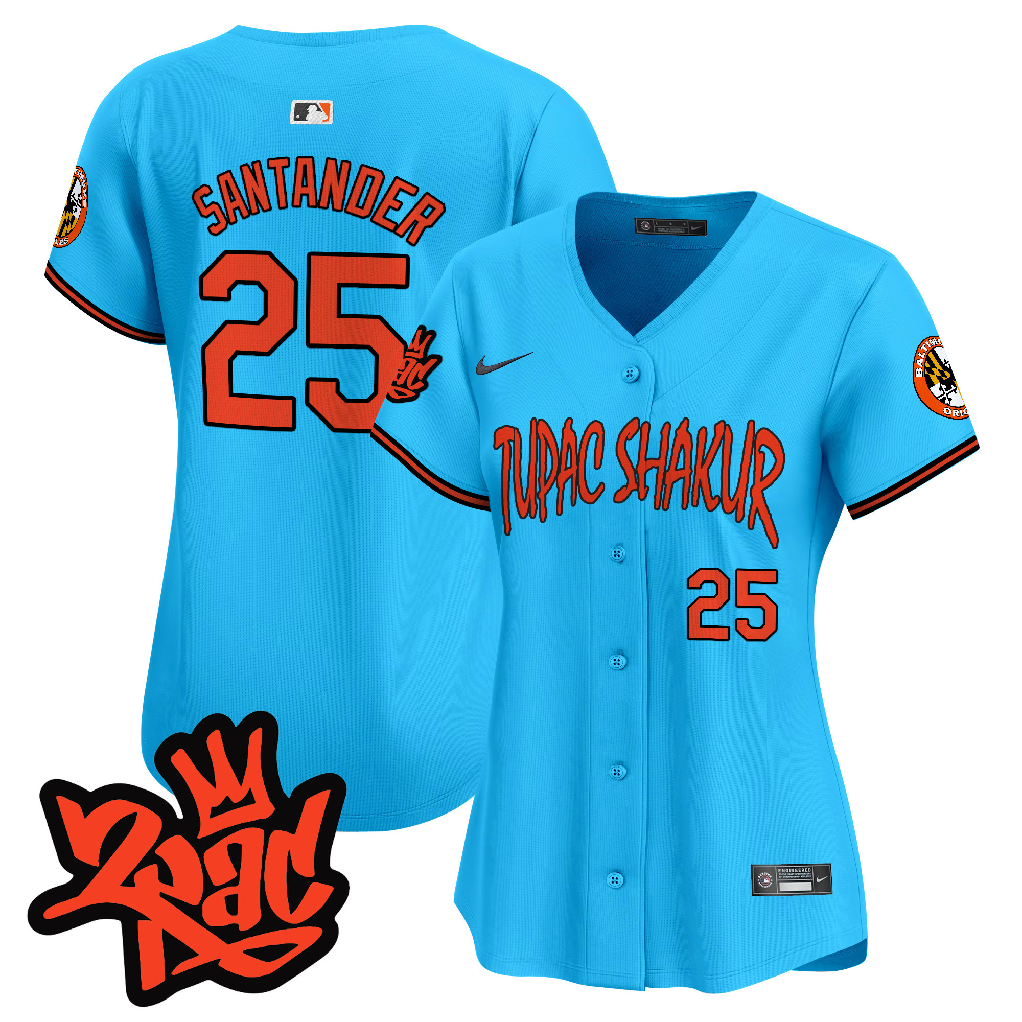 Women's Anthony Santander Baltimore Orioles Tupac Shakur Vapor Premier Limited Light Blue Jersey - All Stitched