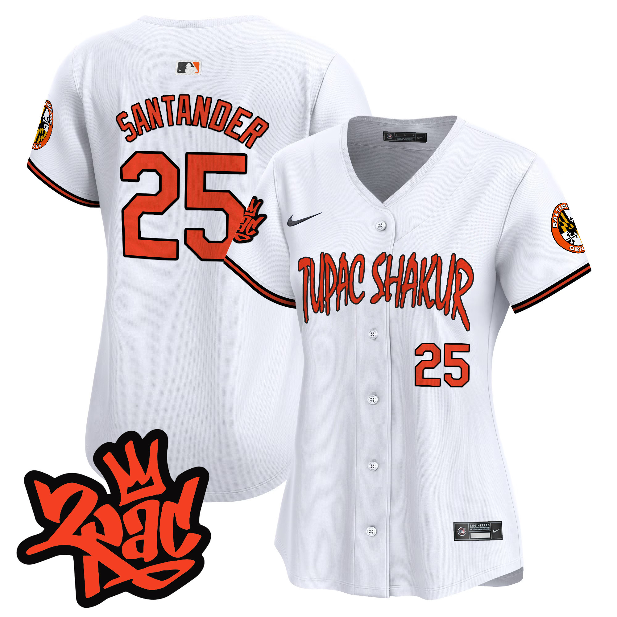 Women's Anthony Santander Baltimore Orioles Tupac Shakur Vapor Premier Limited White Jersey - All Stitched