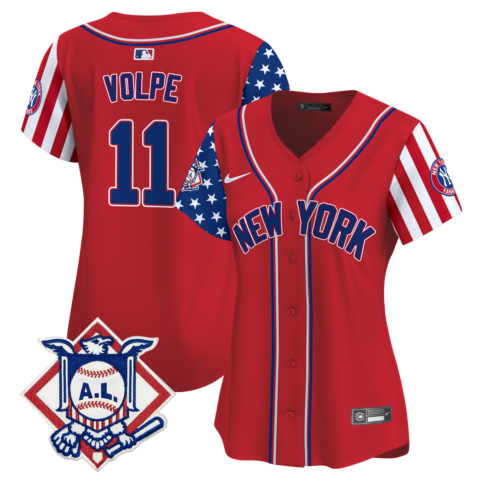 Women's Anthony Volpe New York Yankees 2024 Fourth of July Vapor Premier Limited Red Jersey V2 - All Stitched