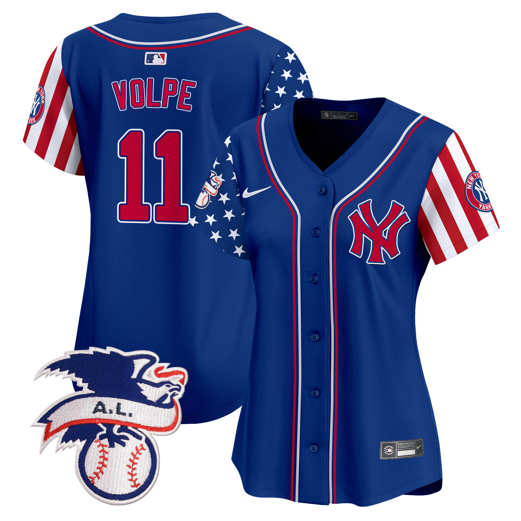 Women's Anthony Volpe New York Yankees 2024 Fourth of July Vapor Premier Limited Royal Jersey V5 - All Stitched