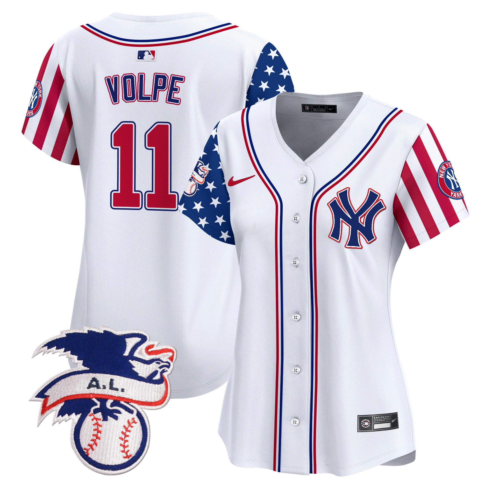 Women's Anthony Volpe New York Yankees 2024 Fourth of July Vapor Premier Limited White Jersey V5 - All Stitched