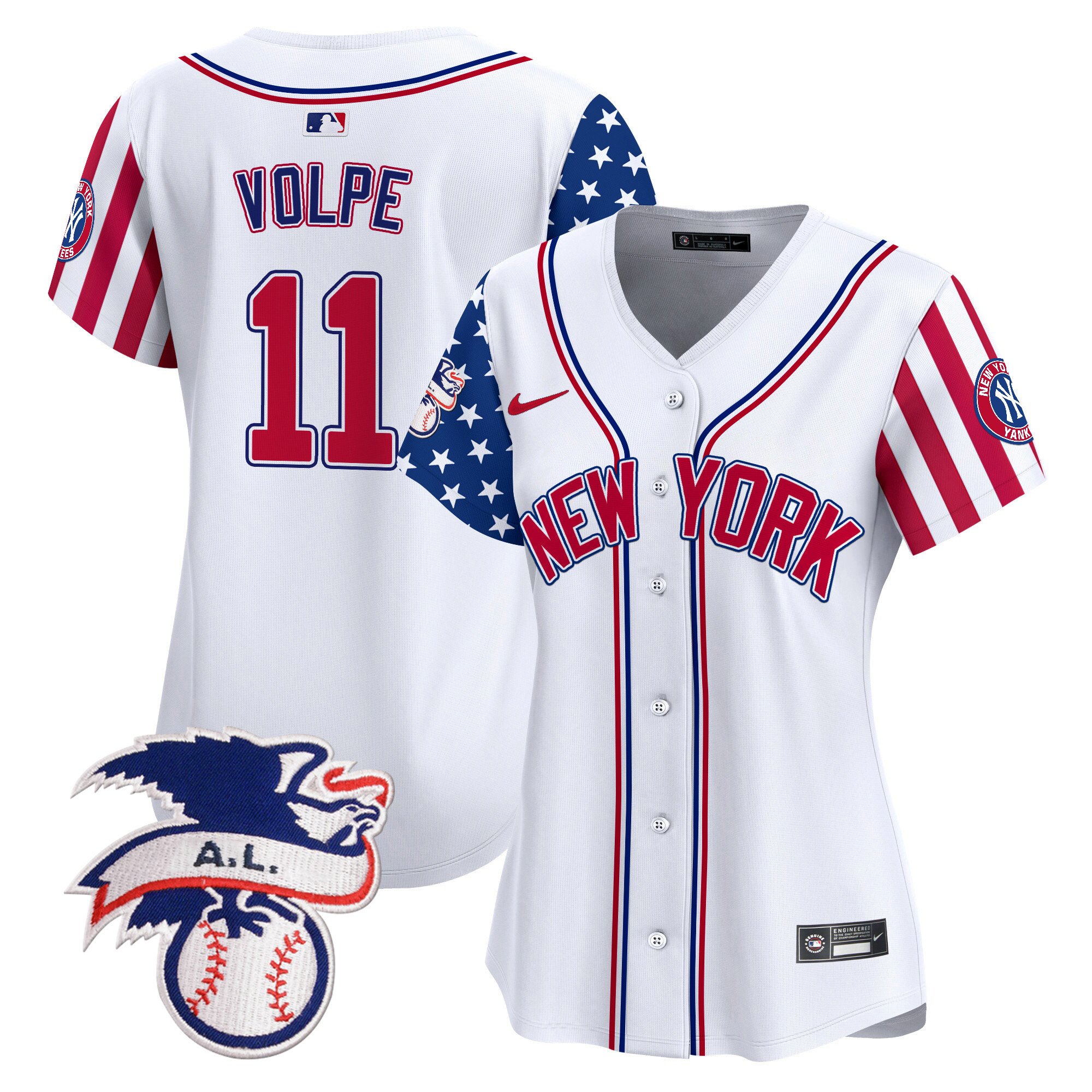 Women's Anthony Volpe New York Yankees 2024 Fourth of July Vapor Premier Limited White Jersey V6 - All Stitched