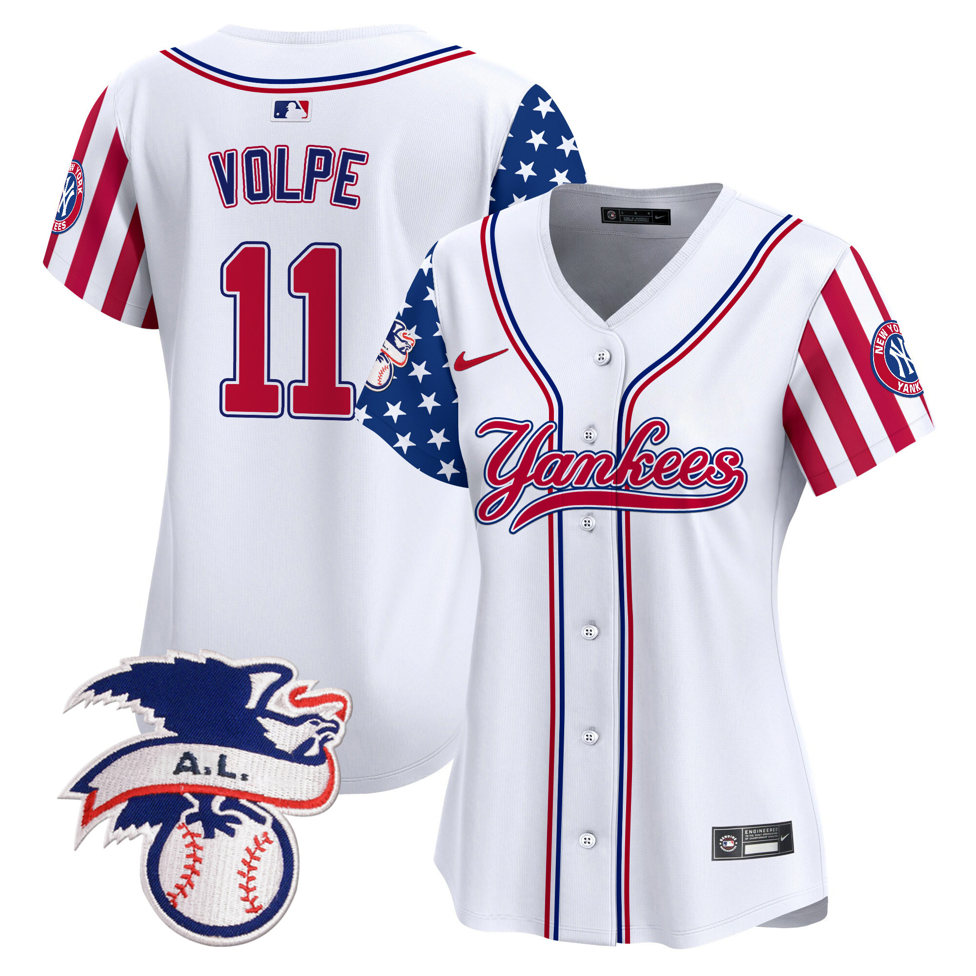 Women's Anthony Volpe New York Yankees 2024 Fourth of July Vapor Premier Limited White Jersey V7 - All Stitched