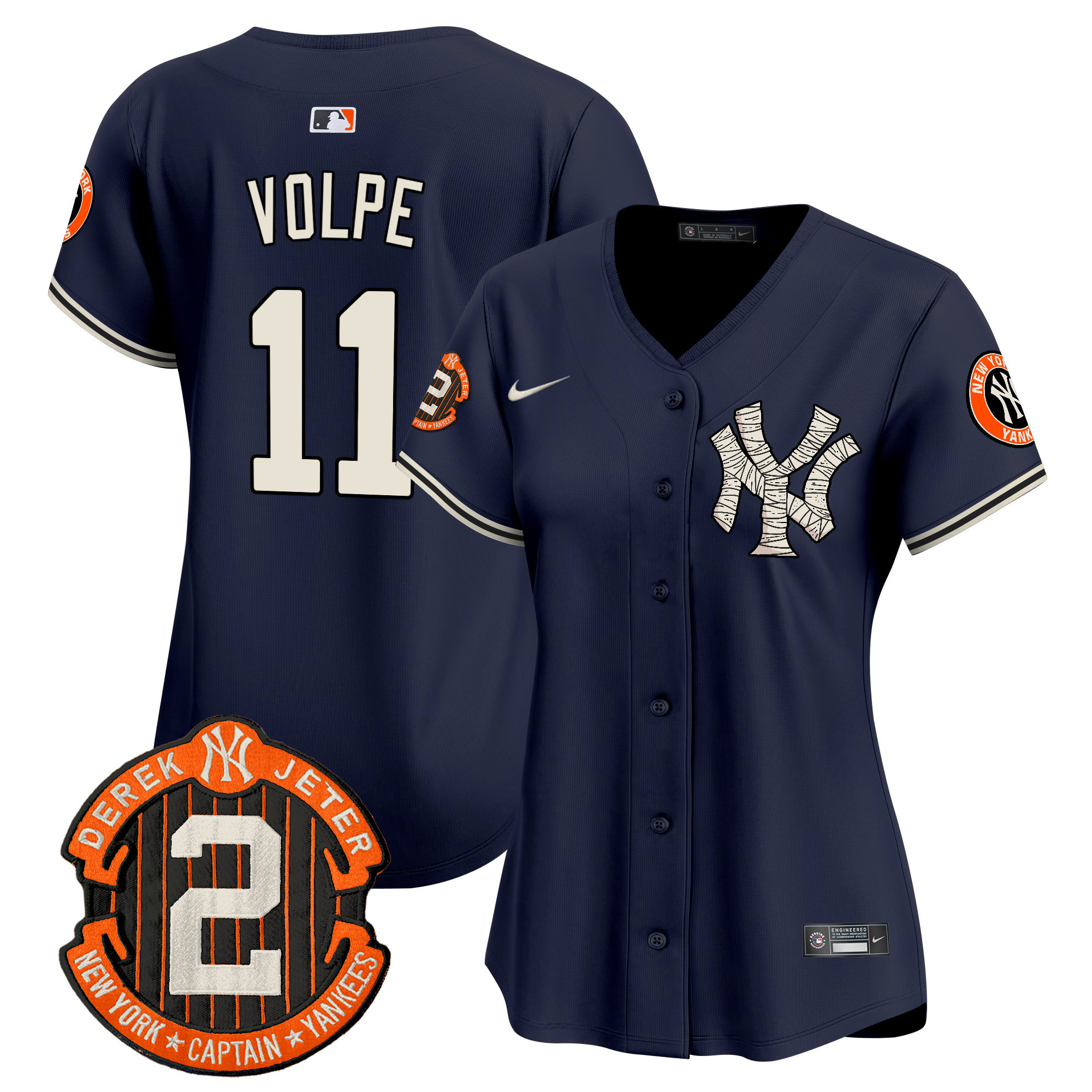 Women's Anthony Volpe New York Yankees Halloween Vapor Premier Limited Navy Jersey - All Stitched
