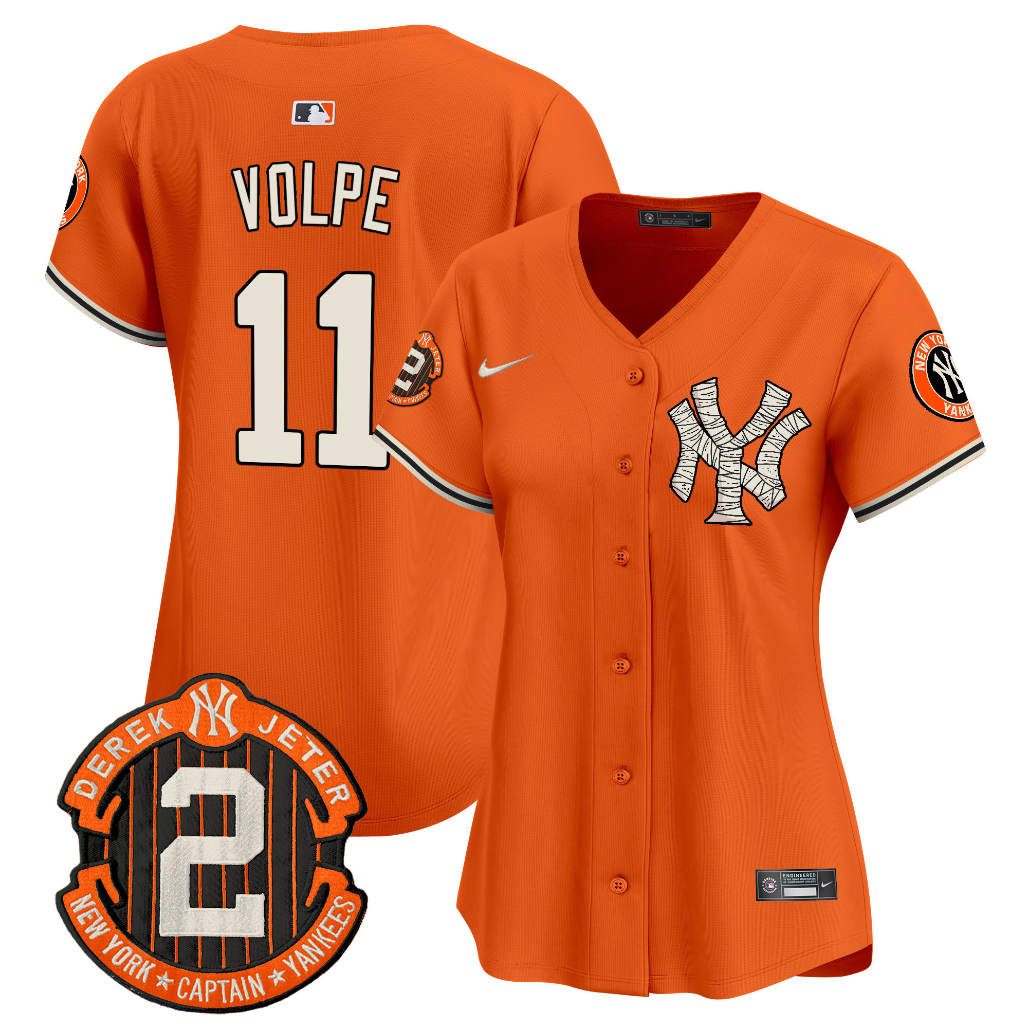 Women's Anthony Volpe New York Yankees Halloween Vapor Premier Limited Orange Jersey - All Stitched