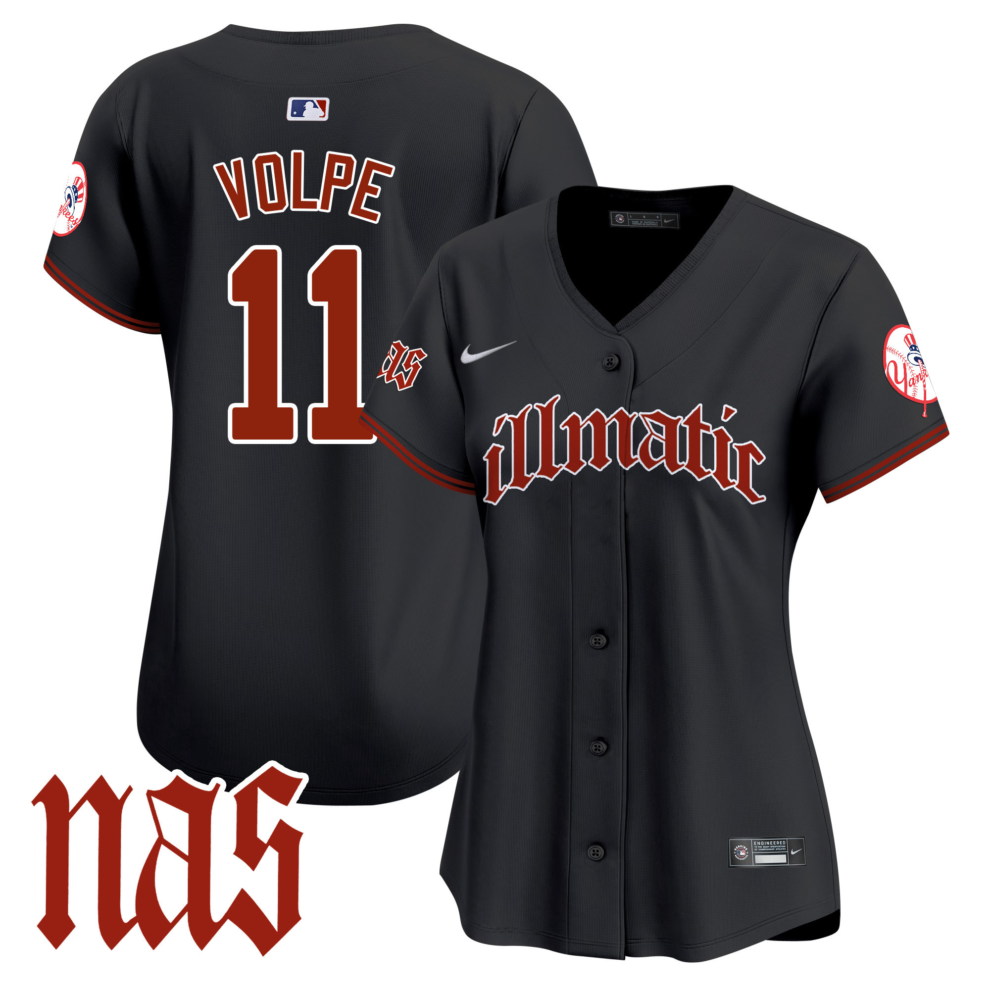 Women's Anthony Volpe New York Yankees Nas Illmatic Vapor Premier Limited Black Jersey - All Stitched