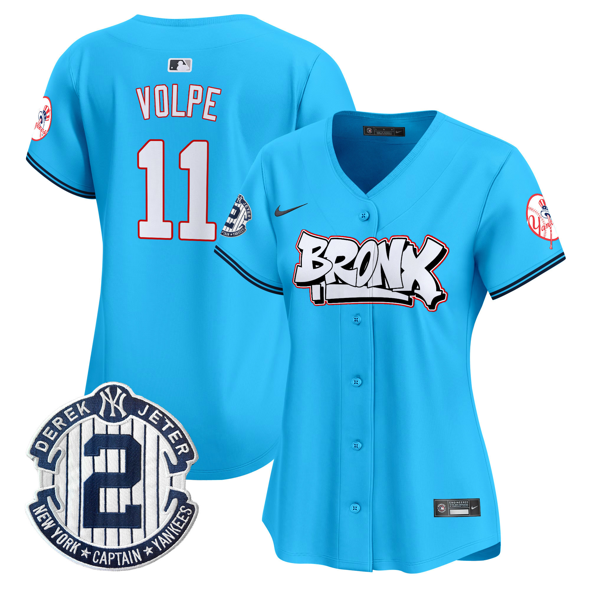 Women's Anthony Volpe New York Yankees The Bronx Graffiti Vapor Premier Limited Light Blue Jersey V4 - All Stitched