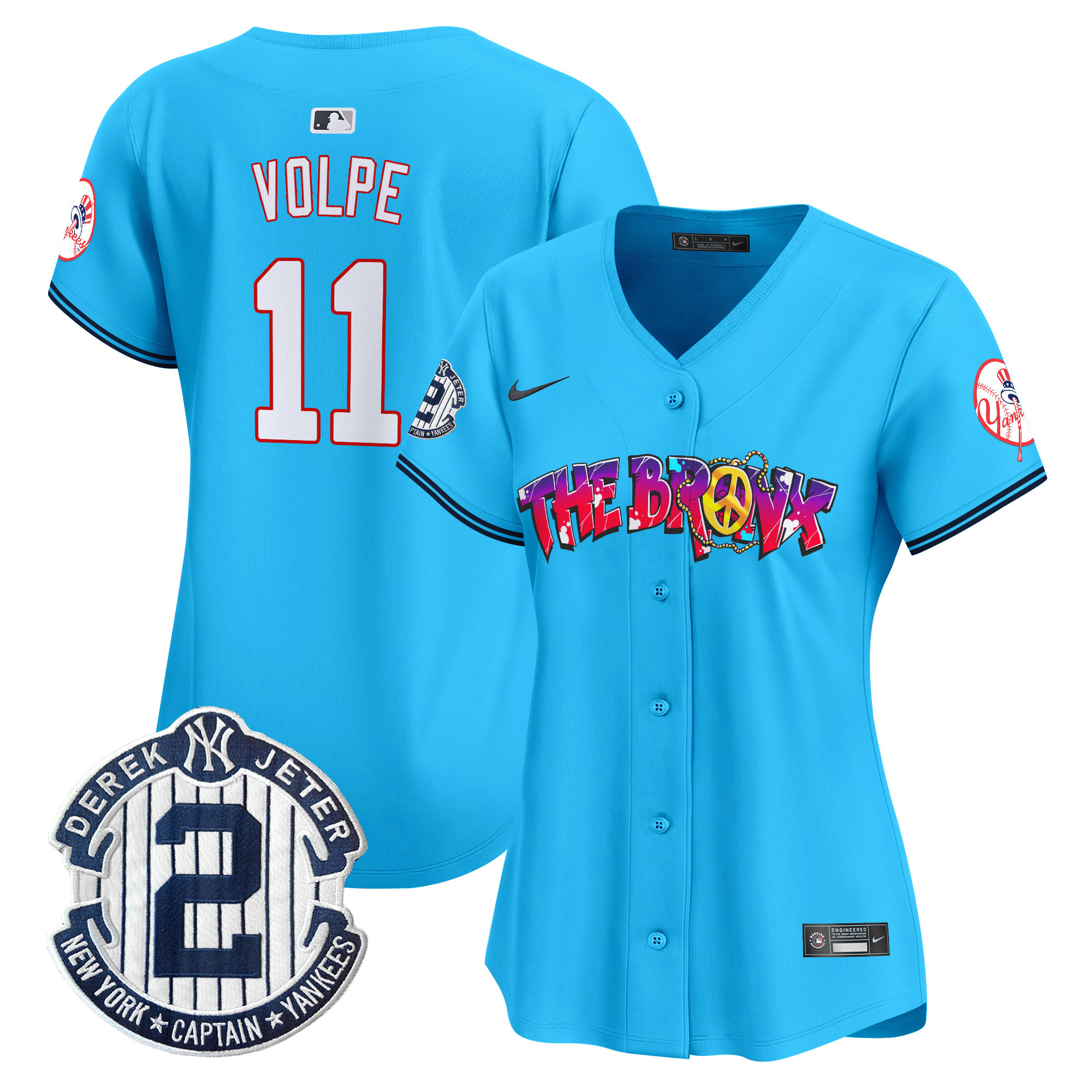 Women's Anthony Volpe New York Yankees The Bronx Graffiti Vapor Premier Limited Light Blue Jersey V7 - All Stitched