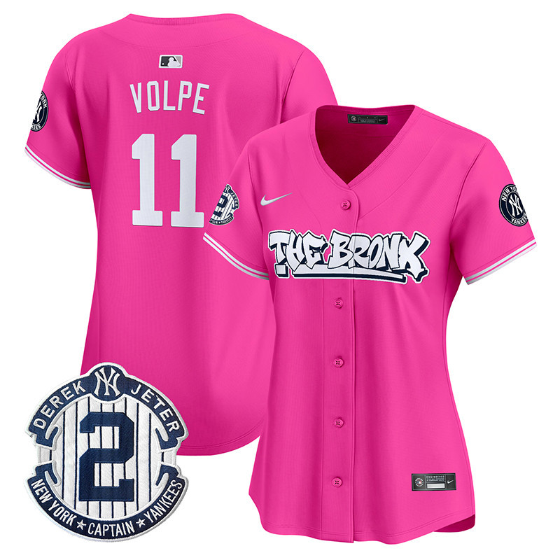 Women's Anthony Volpe New York Yankees The Bronx Graffiti Vapor Premier Limited Pink Jersey - All Stitched