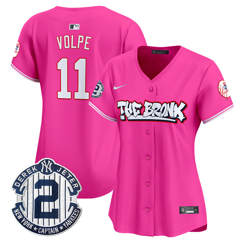 Women's Anthony Volpe New York Yankees The Bronx Graffiti Vapor Premier Limited Pink Jersey V2 - All Stitched