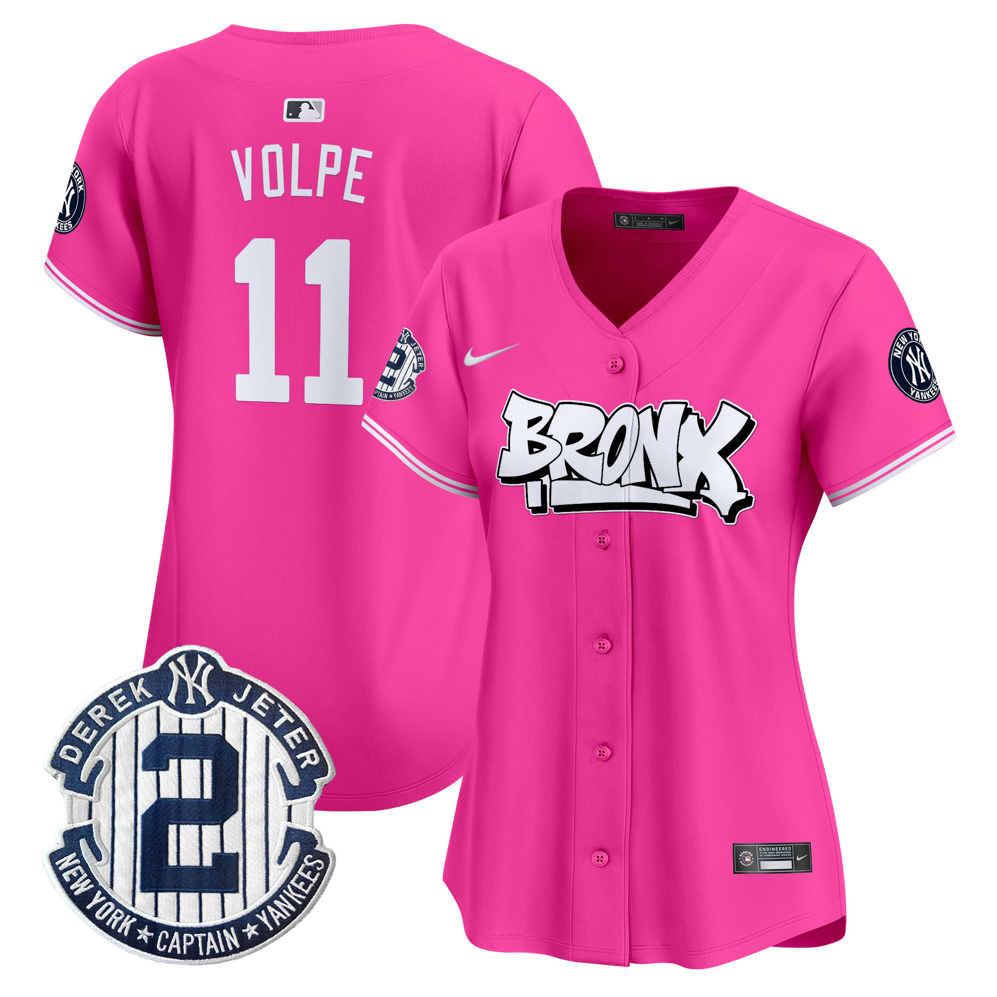 Women's Anthony Volpe New York Yankees The Bronx Graffiti Vapor Premier Limited Pink Jersey V3 - All Stitched